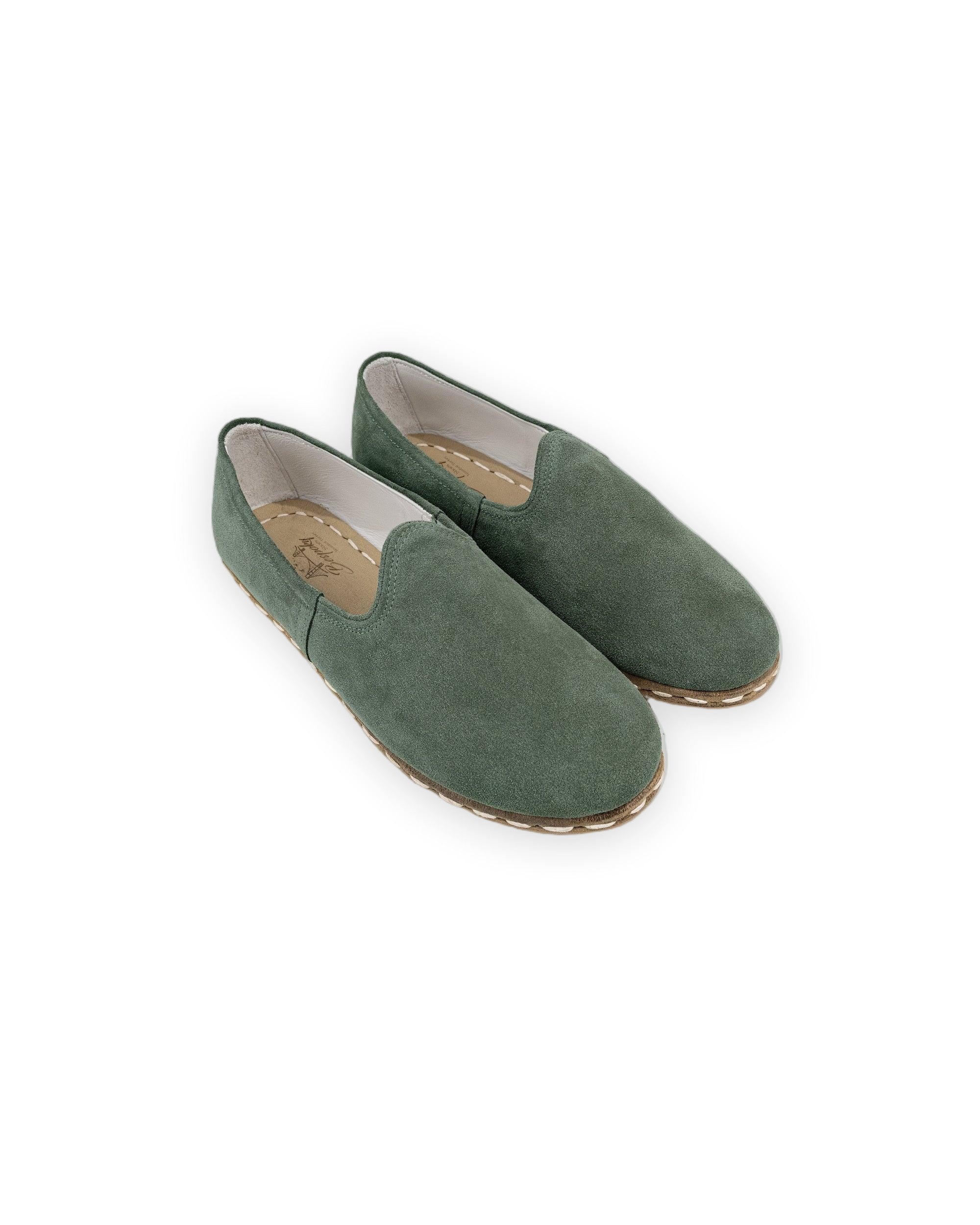 Men's Green Suede Yemeni Shoes - Handcrafted Calf Leather Wide Toe Box | Bespoky