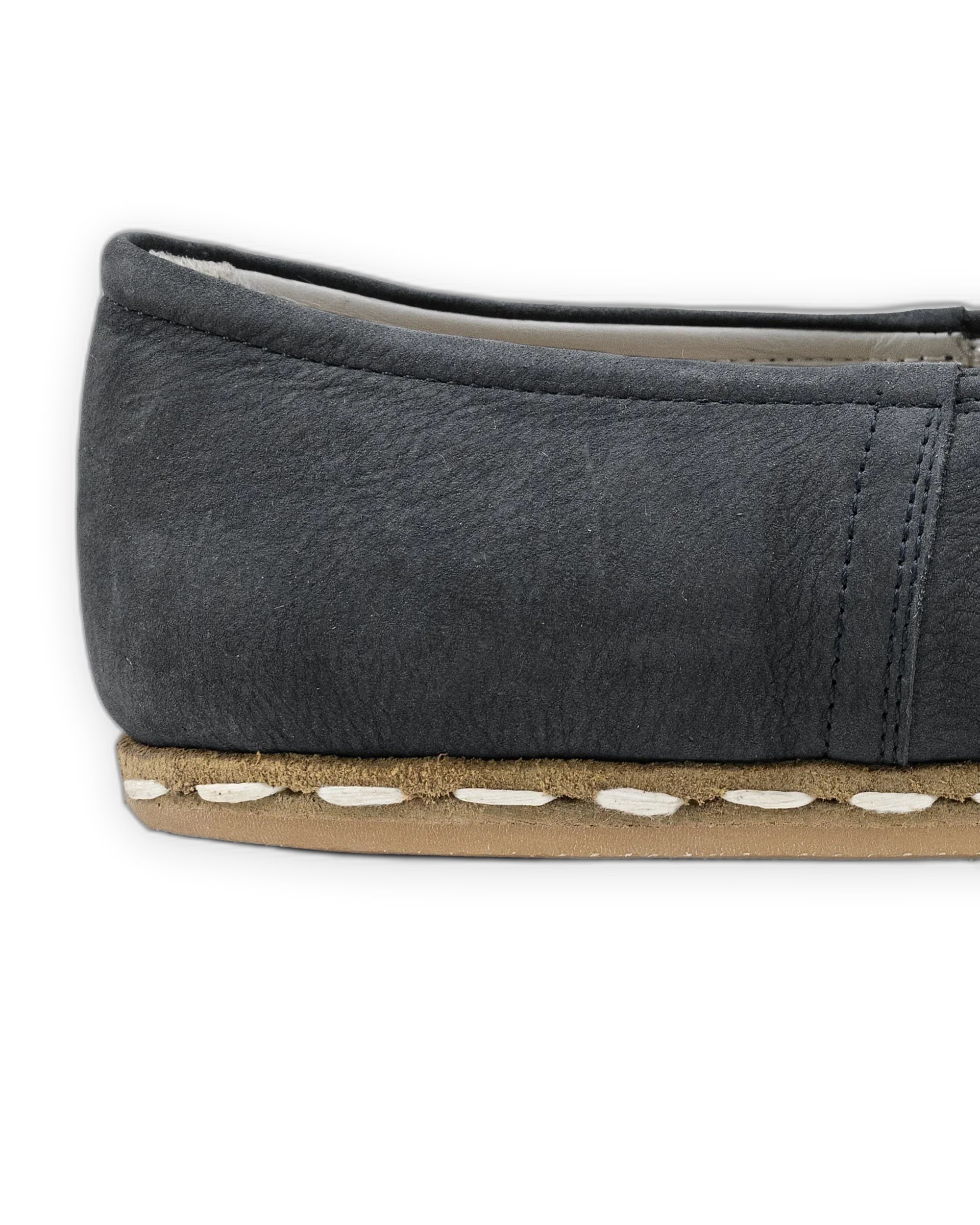 Detail Grey Nubuck Yemeni Shoes - Handcrafted Calf Leather Turkey | Bespoky