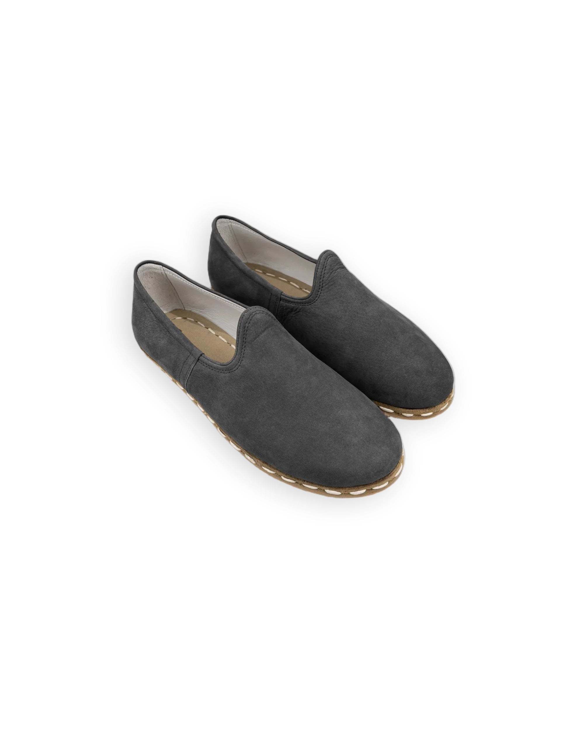 Men's Grey Nubuck Yemeni Shoes - Handcrafted Calf Leather Wide Toe Box | Bespoky