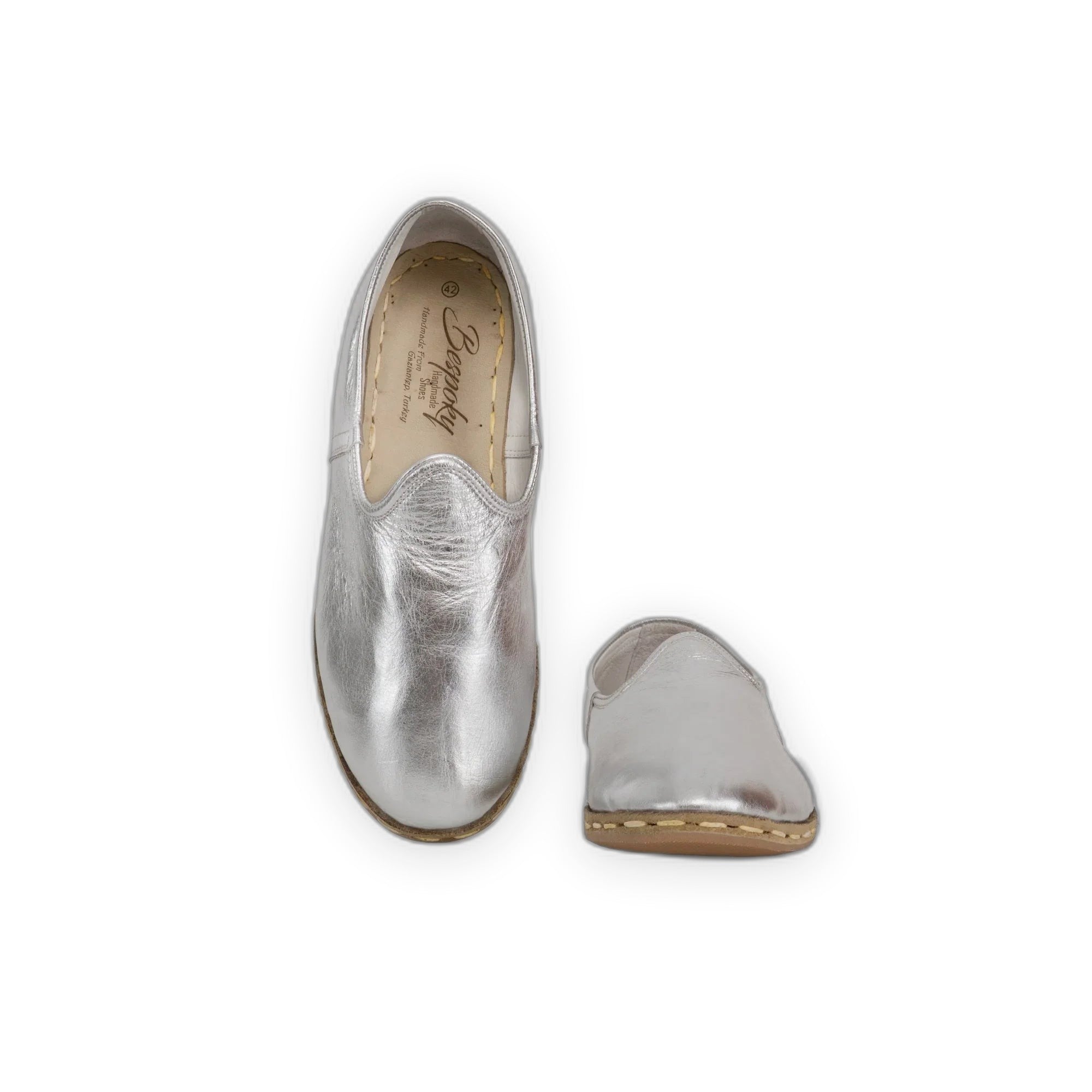 Top view Silver Yemeni Shoes - Handcrafted Calf Leather | Bespoky