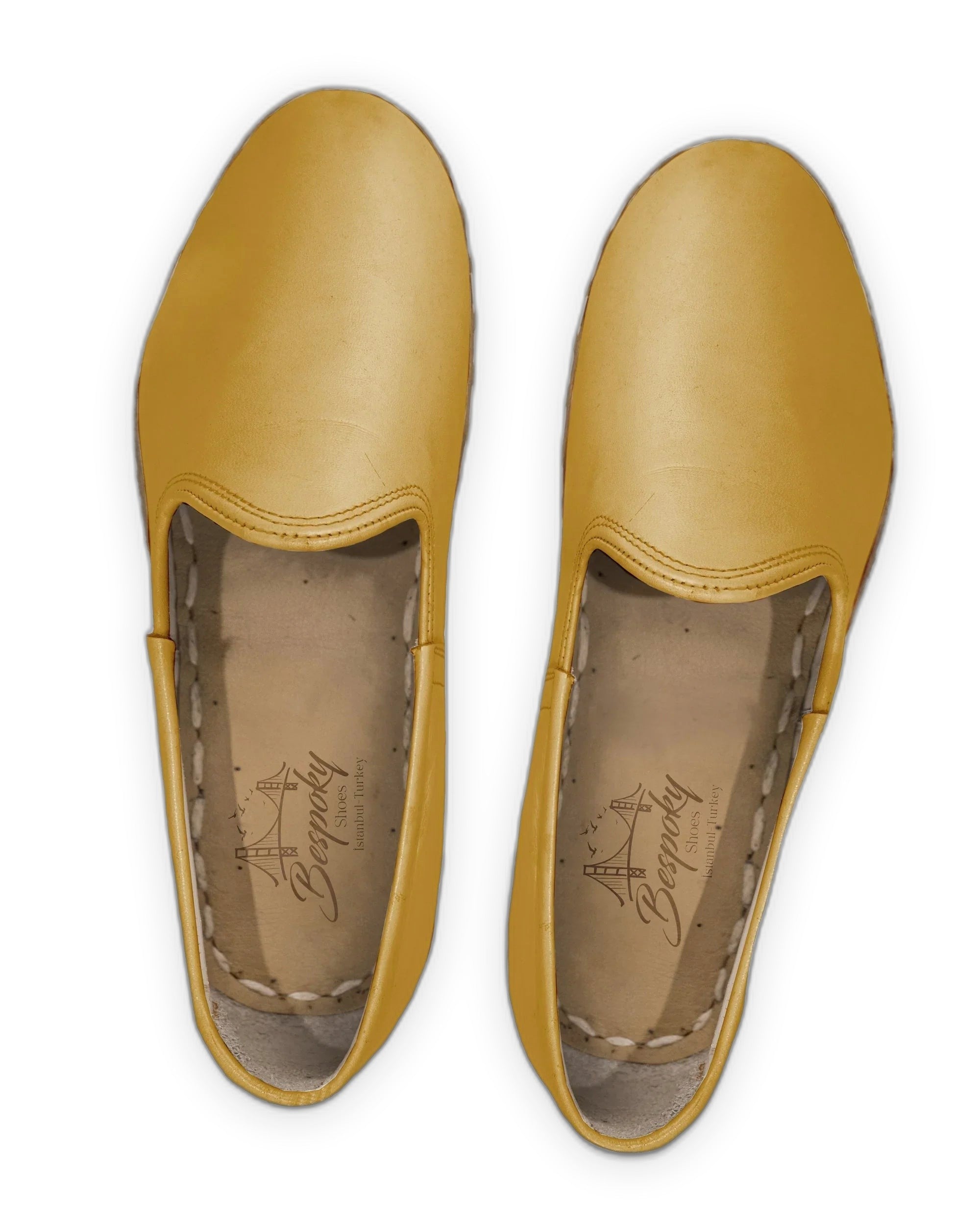 Top view Mustard Yemeni Shoes - Handcrafted Calf Leather | Bespoky