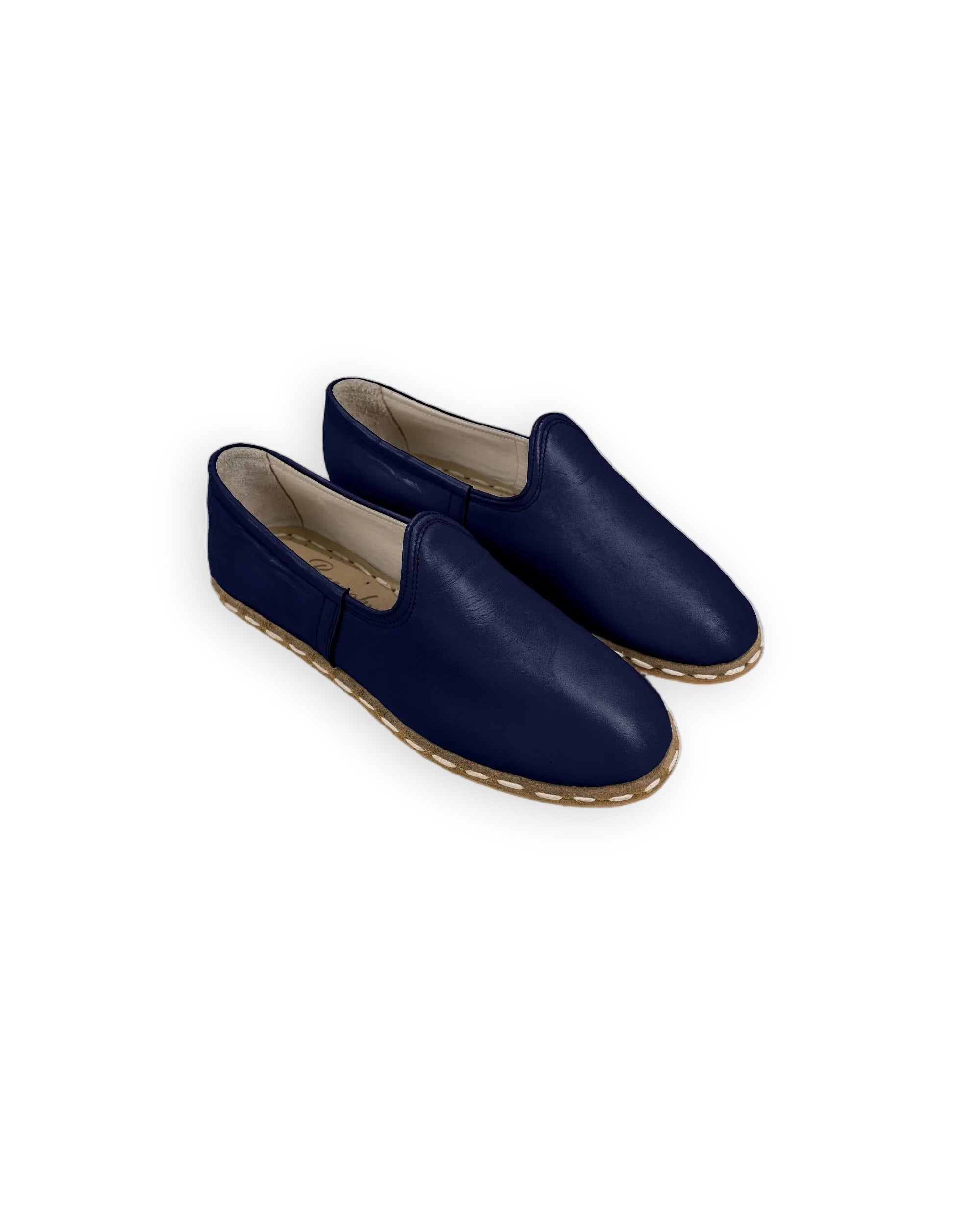 Men's Navy Blue Yemeni Shoes - Handcrafted Calf Leather Wide Toe Box | Bespoky