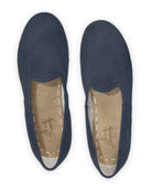 Side view Navy Blue Nubuck Yemeni Shoes - Calf Leather Zero Drop | Bespoky