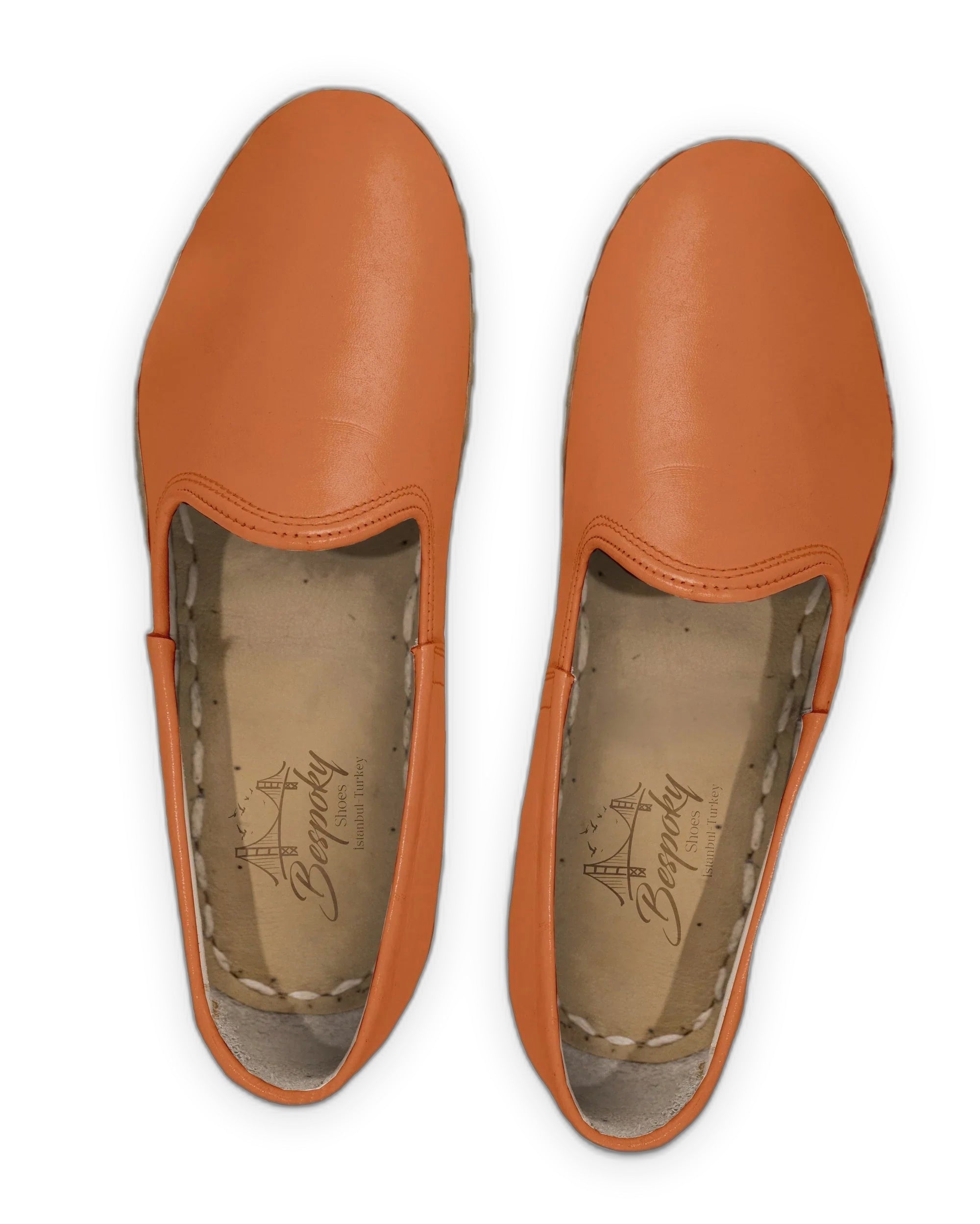 Top view Orange Yemeni Shoes - Handcrafted Calf Leather | Bespoky