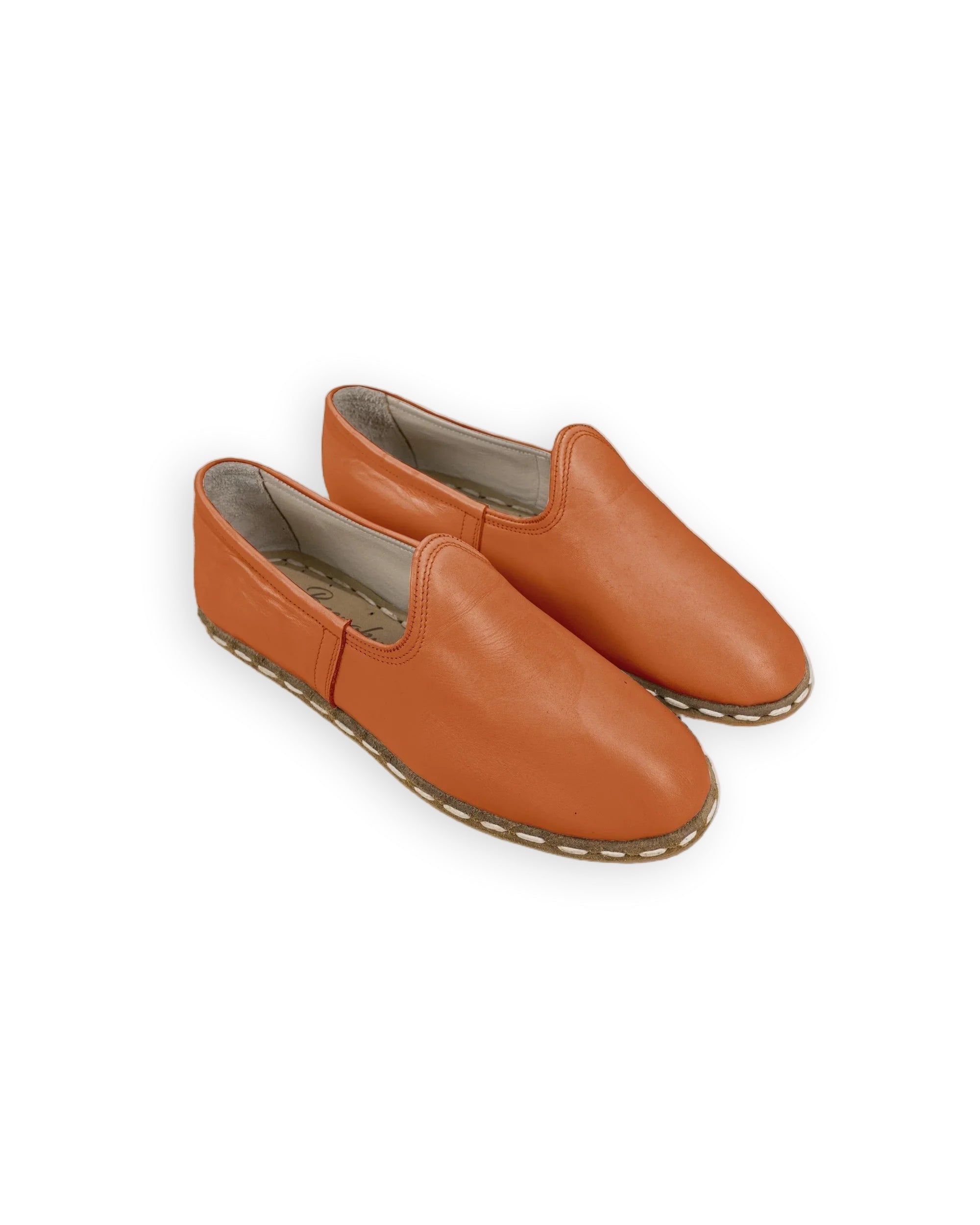 Men's Orange Yemeni Shoes - Handcrafted Calf Leather Wide Toe Box | Bespoky