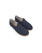 Women's Navy Blue Yemeni Shoes - Handcrafted Calf Leather Wide Toe Box | Bespoky