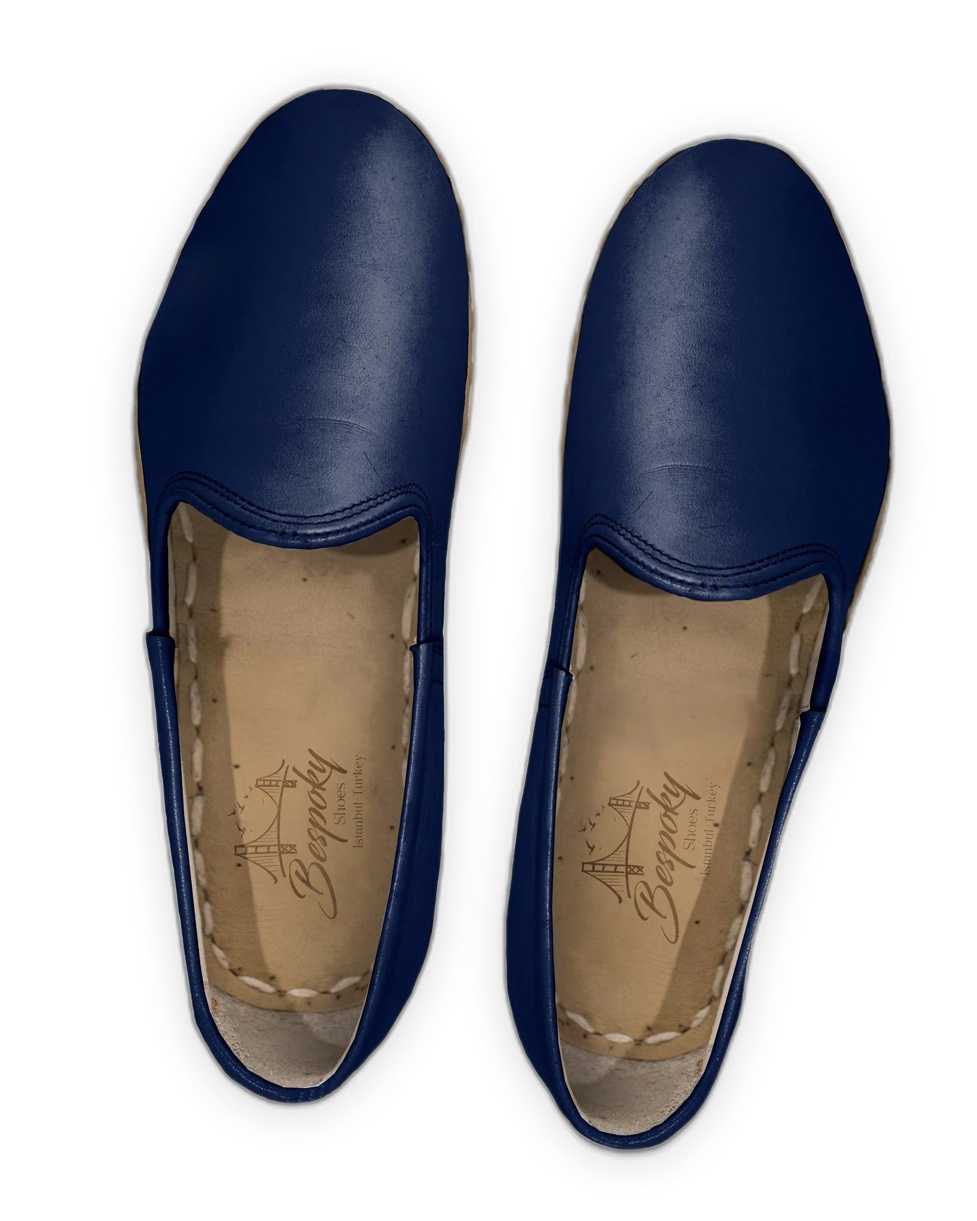 Top view Navy Blue Yemeni Shoes - Handcrafted Calf Leather | Bespoky