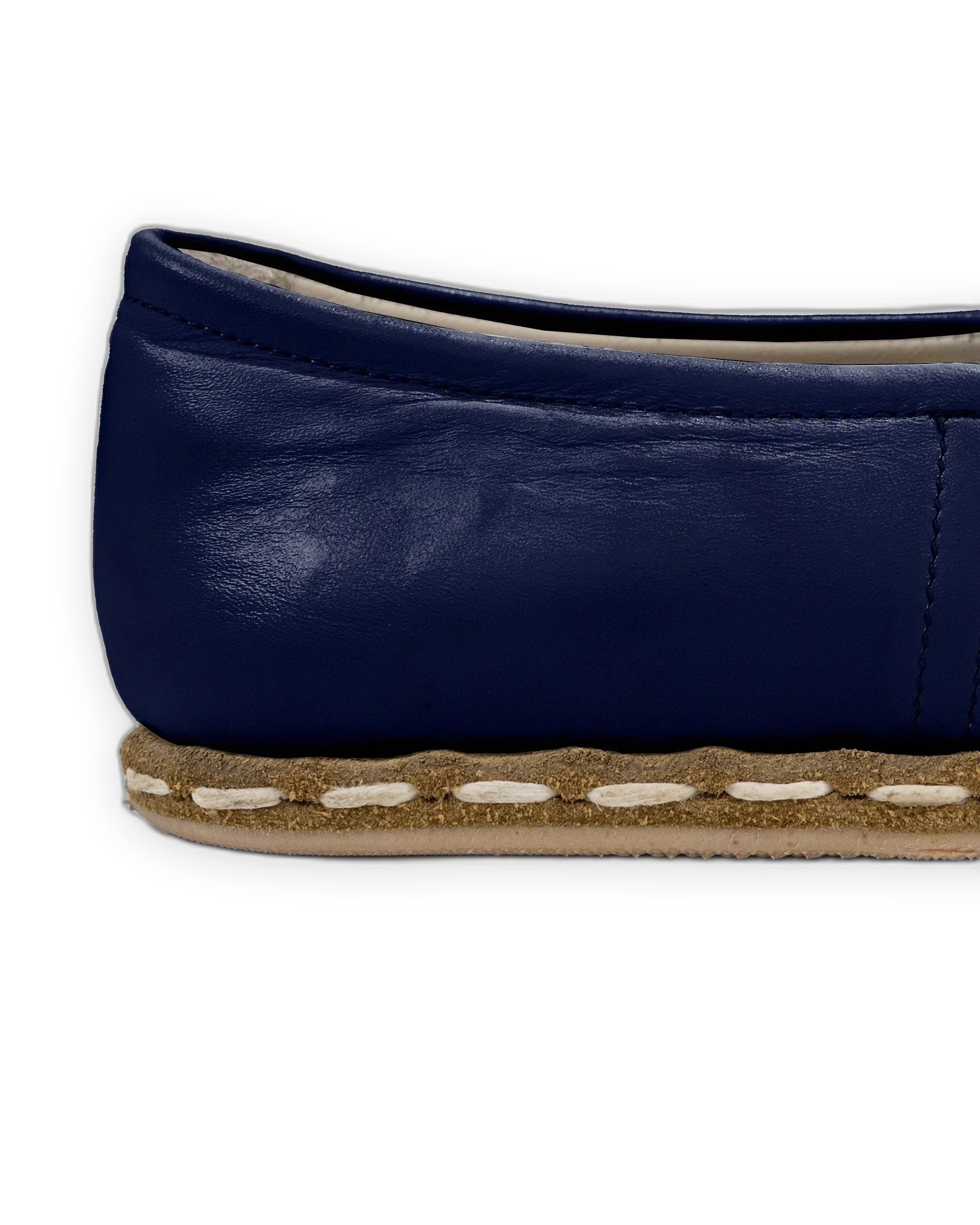 Detail Navy Blue Yemeni Shoes - Handcrafted Calf Leather Turkey | Bespoky