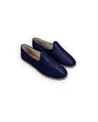 Women's Navy Blue Yemeni Shoes - Handcrafted Calf Leather Wide Toe Box | Bespoky