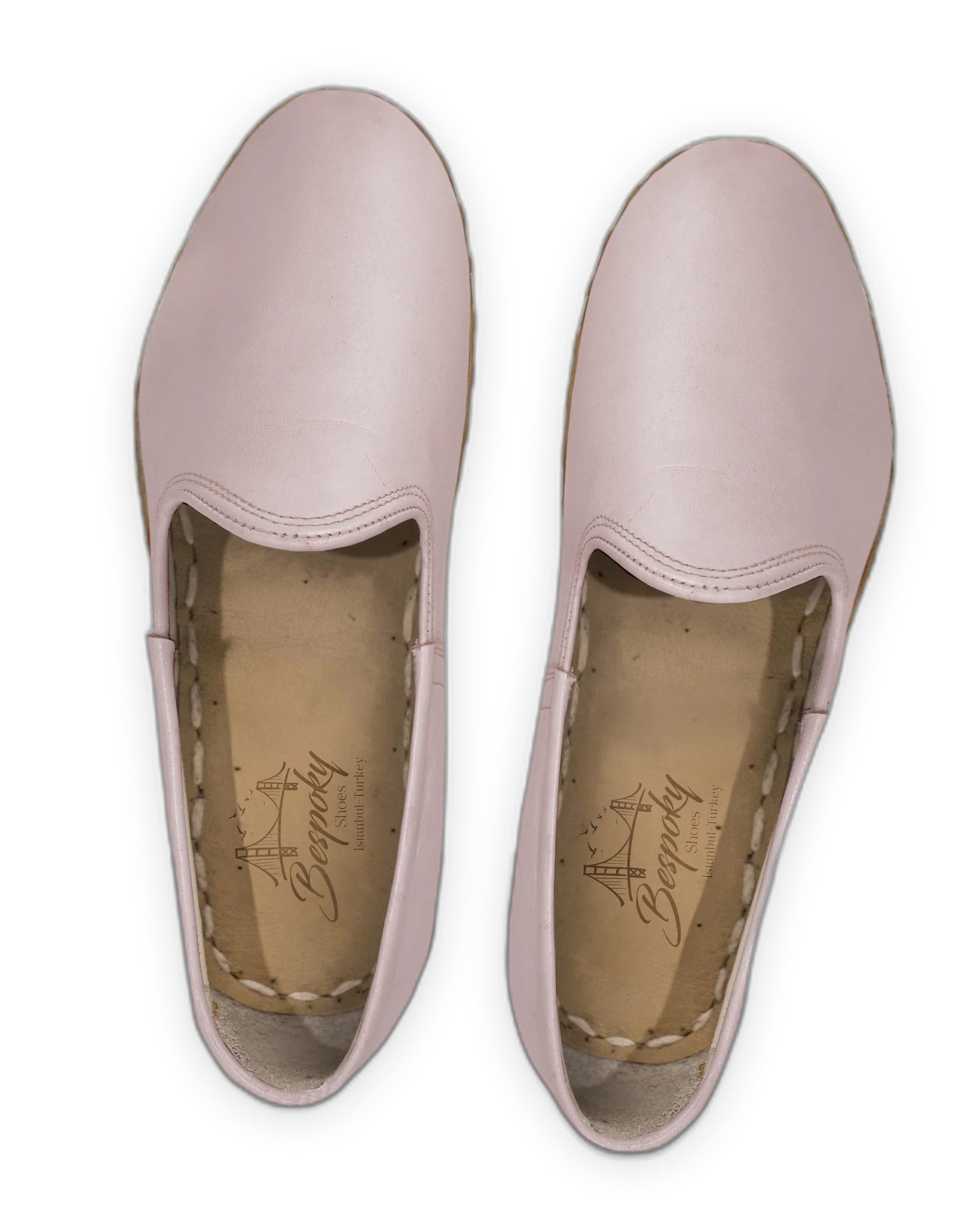 Top view Pink Yemeni Shoes - Handcrafted Calf Leather | Bespoky