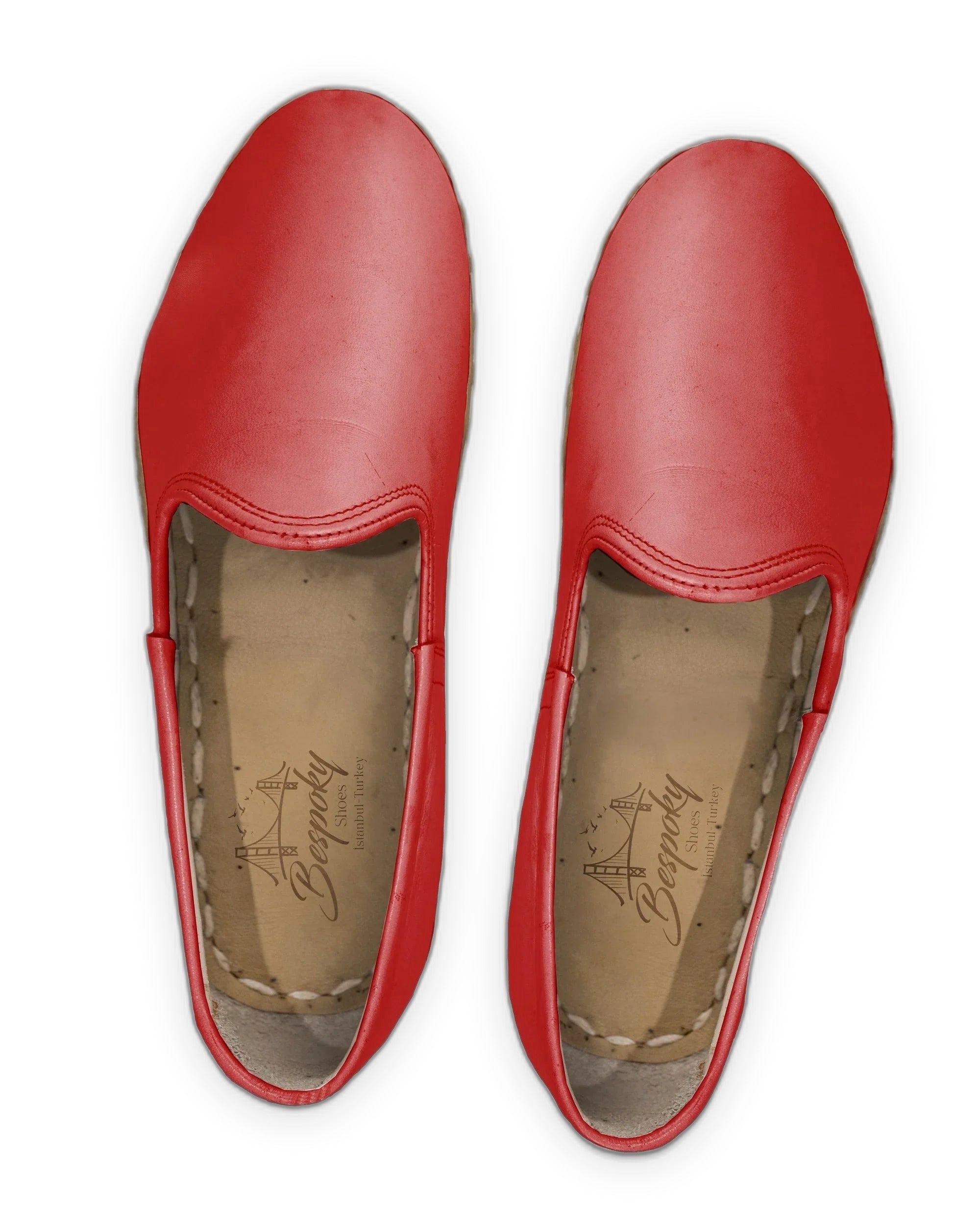 Women's Red Yemeni Shoes - Handcrafted Calf Leather Wide Toe Box | Bespoky
