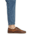Detail Brown Moccosin Shoes - Handcrafted Calf Leather Turkey | Bespoky