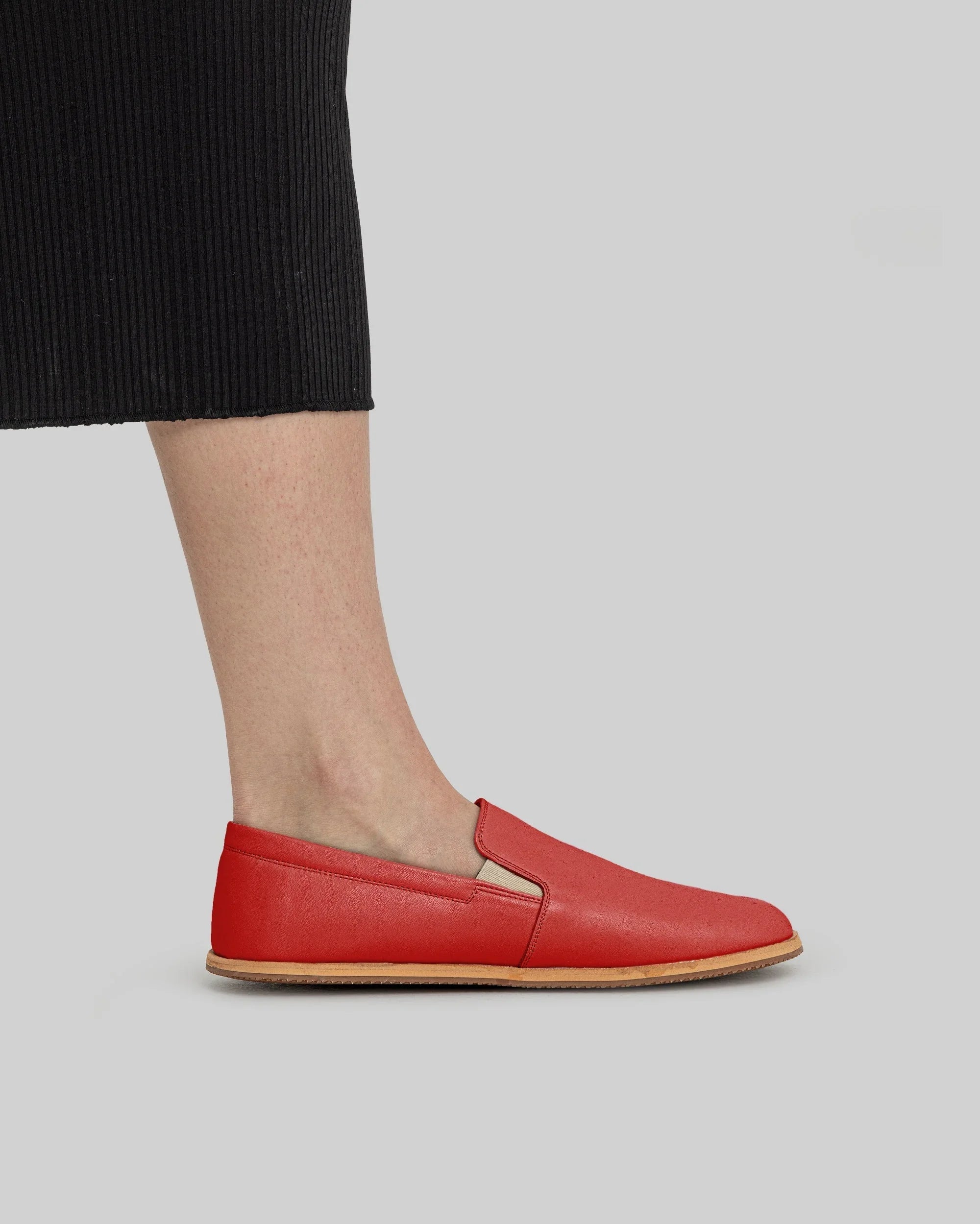 Back view Red Barefoot Shoes - Calf Leather Handcrafted | Bespoky