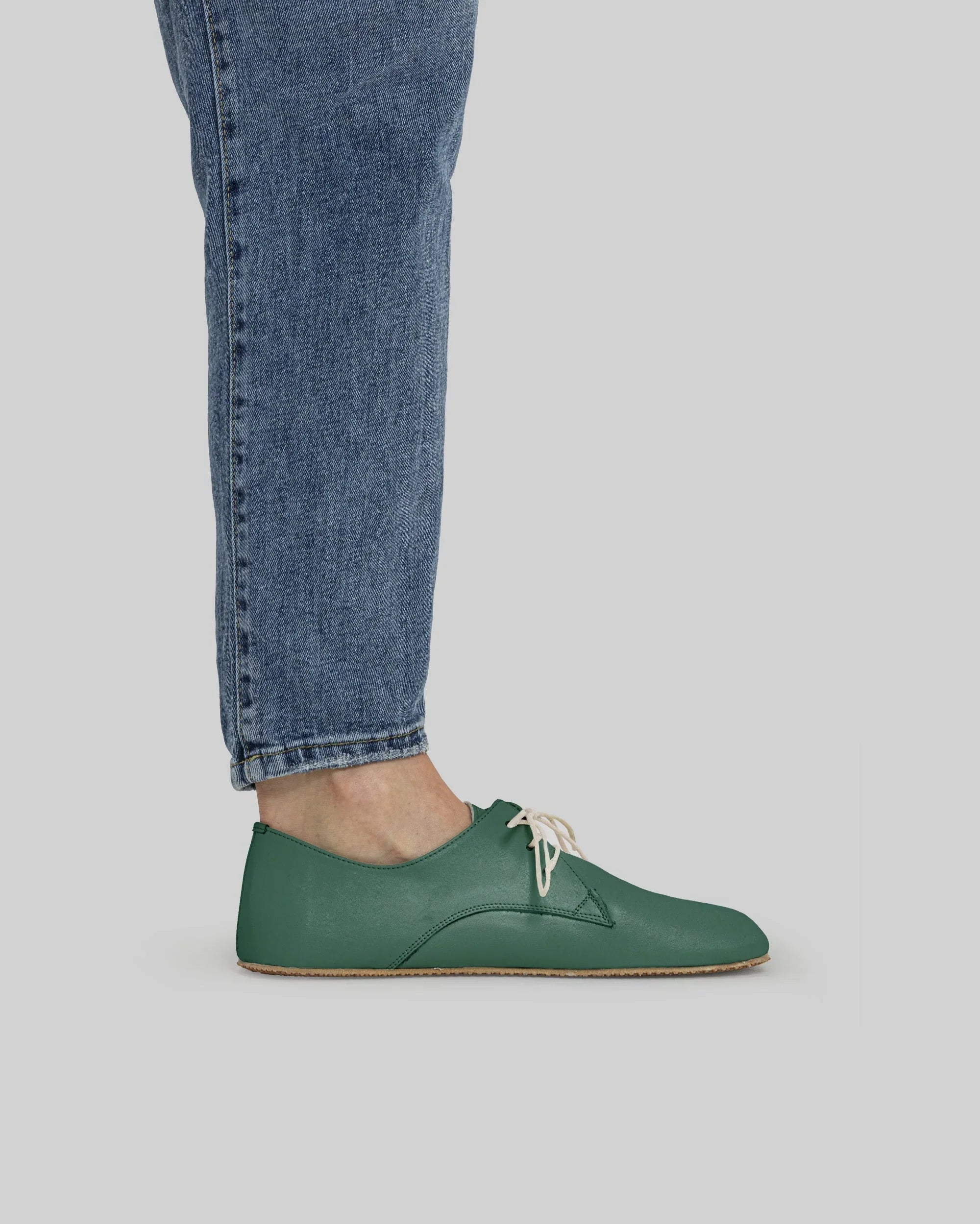 Pair Green Oxford Shoes - Barefoot Wide Toe Calf Leather | Bespoky