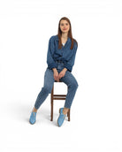 Back view Baby Blue Pointed Toe Oxford - Calf Leather Handcrafted | Bespoky