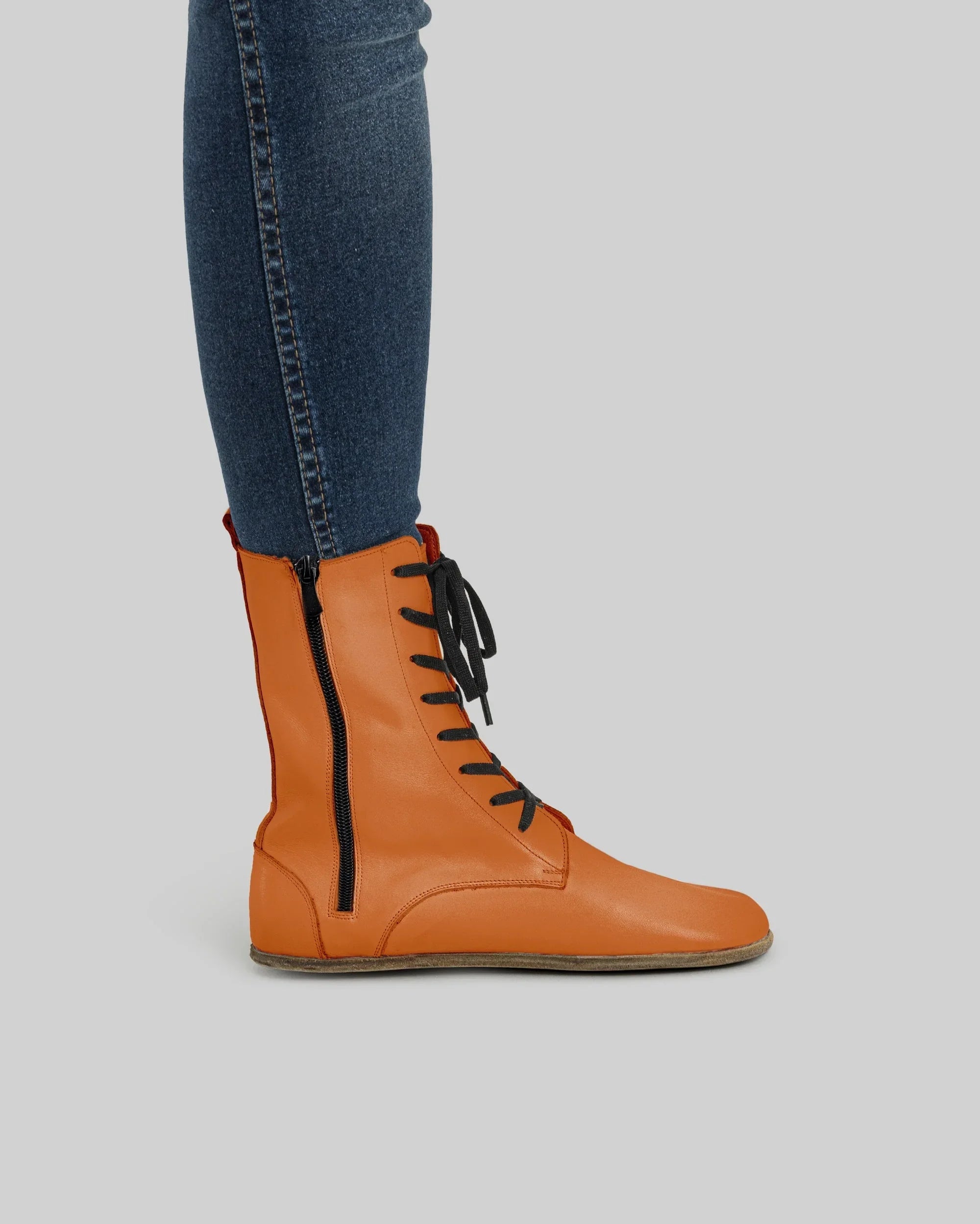 Back view Orange Barefoot Boot - Calf Leather Handcrafted | Bespoky