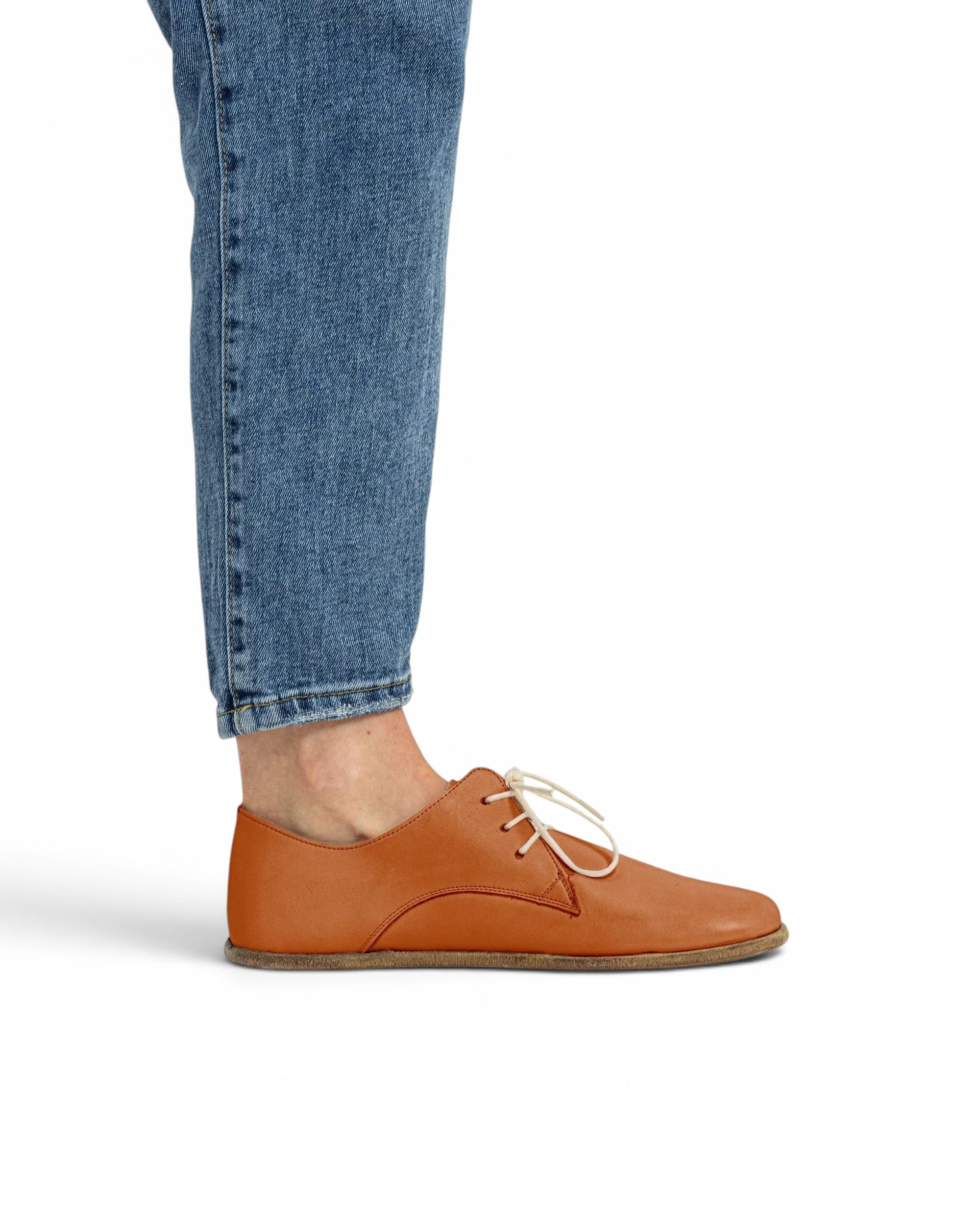 Pair Orange Oxford Shoes - Barefoot Wide Toe Calf Leather | Bespoky