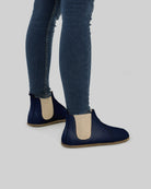 Pair Navy Blue Chelsea Boots - Barefoot Wide Toe Calf Leather | Bespoky