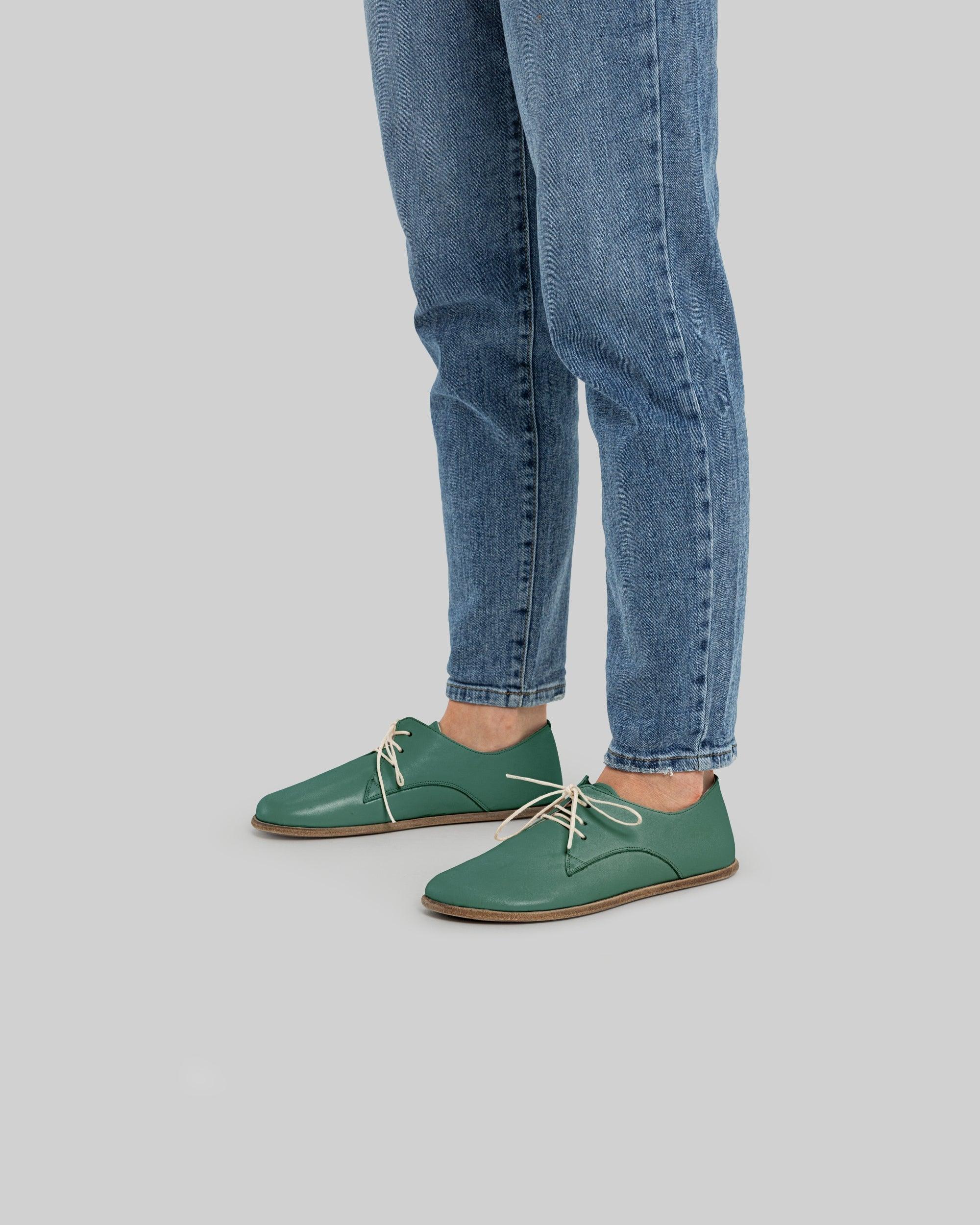 Back view Green Oxford Shoes - Calf Leather Handcrafted | Bespoky