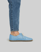 Pair Baby Blue Oxford Shoes - Barefoot Wide Toe Calf Leather | Bespoky