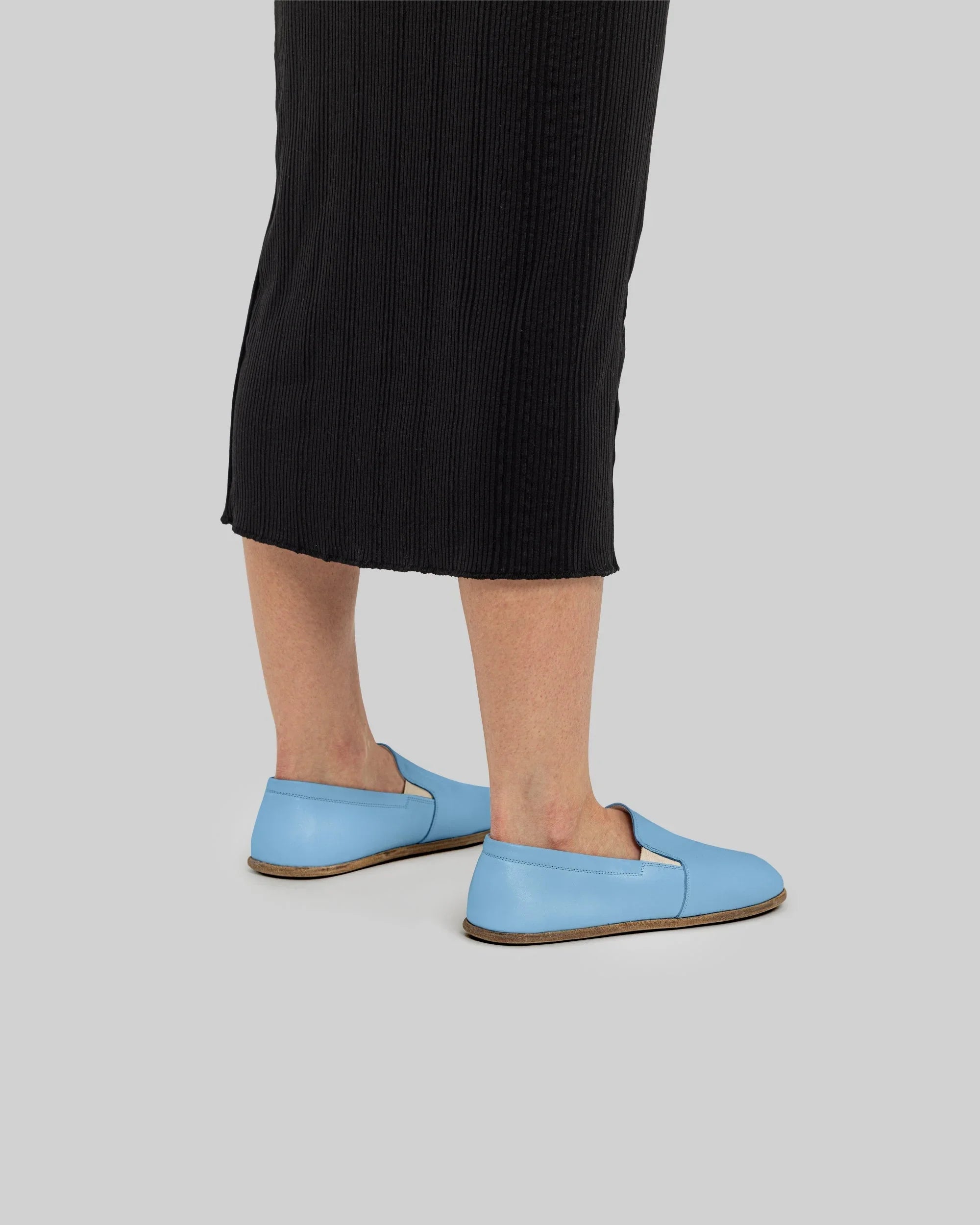 Detail Baby Blue Barefoot Shoes - Handcrafted Calf Leather Turkey | Bespoky