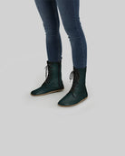 Men's Dark Green Barefoot Boot - Handcrafted Calf Leather Wide Toe Box | Bespoky