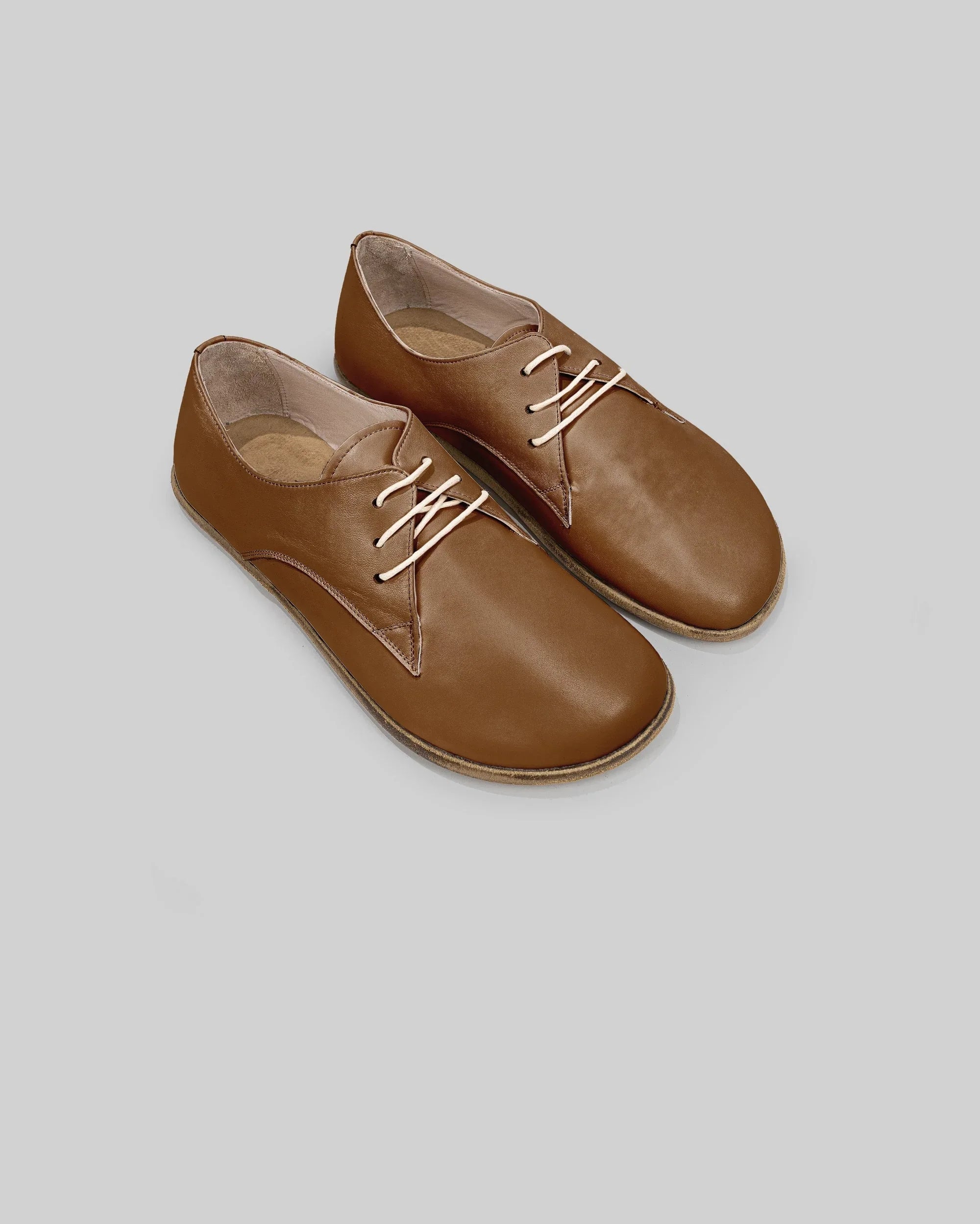 Women's Dark Tan Oxford Shoes - Handcrafted Calf Leather Wide Toe Box | Bespoky