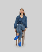 Pair Blue Barefoot Sneaker - Barefoot Wide Toe Calf Leather | Bespoky