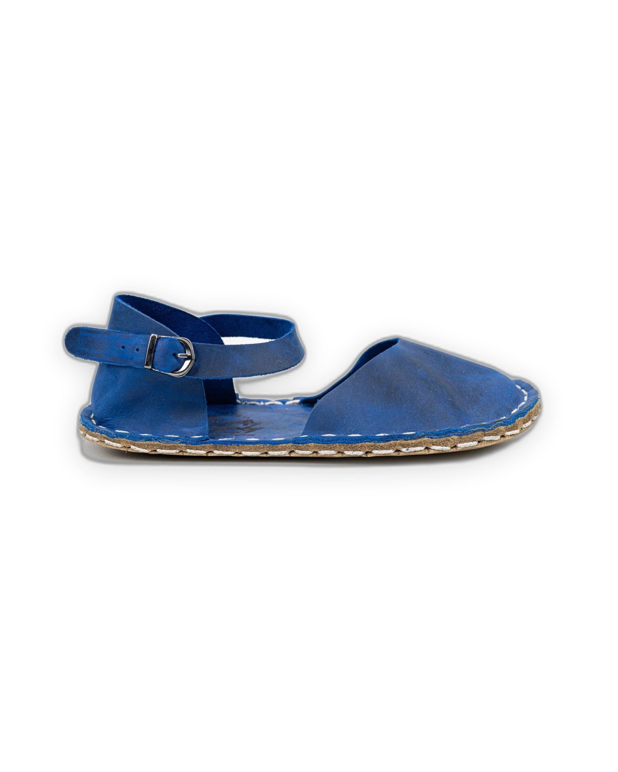 Side view Blue Barefoot Sandal - Calf Leather Zero Drop | Bespoky