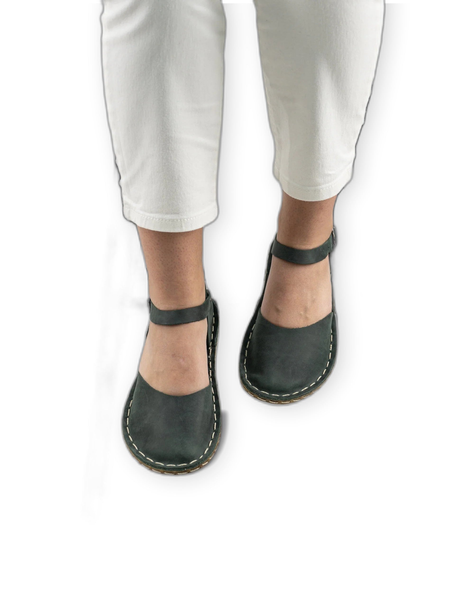 Detail Green Barefoot Sandal - Handcrafted Calf Leather Turkey | Bespoky