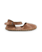 Side view Tan Barefoot Sandal - Calf Leather Zero Drop | Bespoky