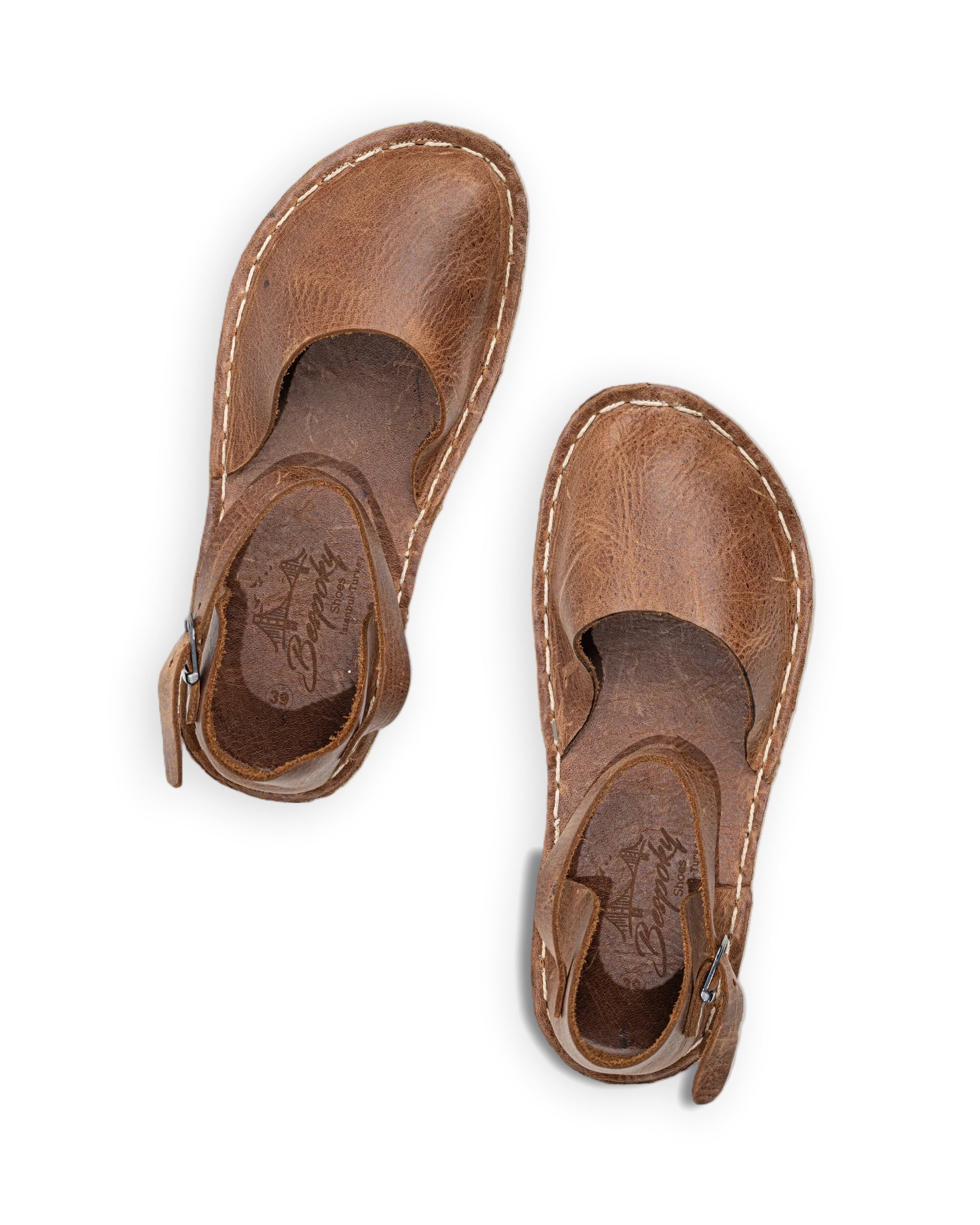 Women's Tan Barefoot Sandal - Handcrafted Calf Leather Wide Toe Box | Bespoky
