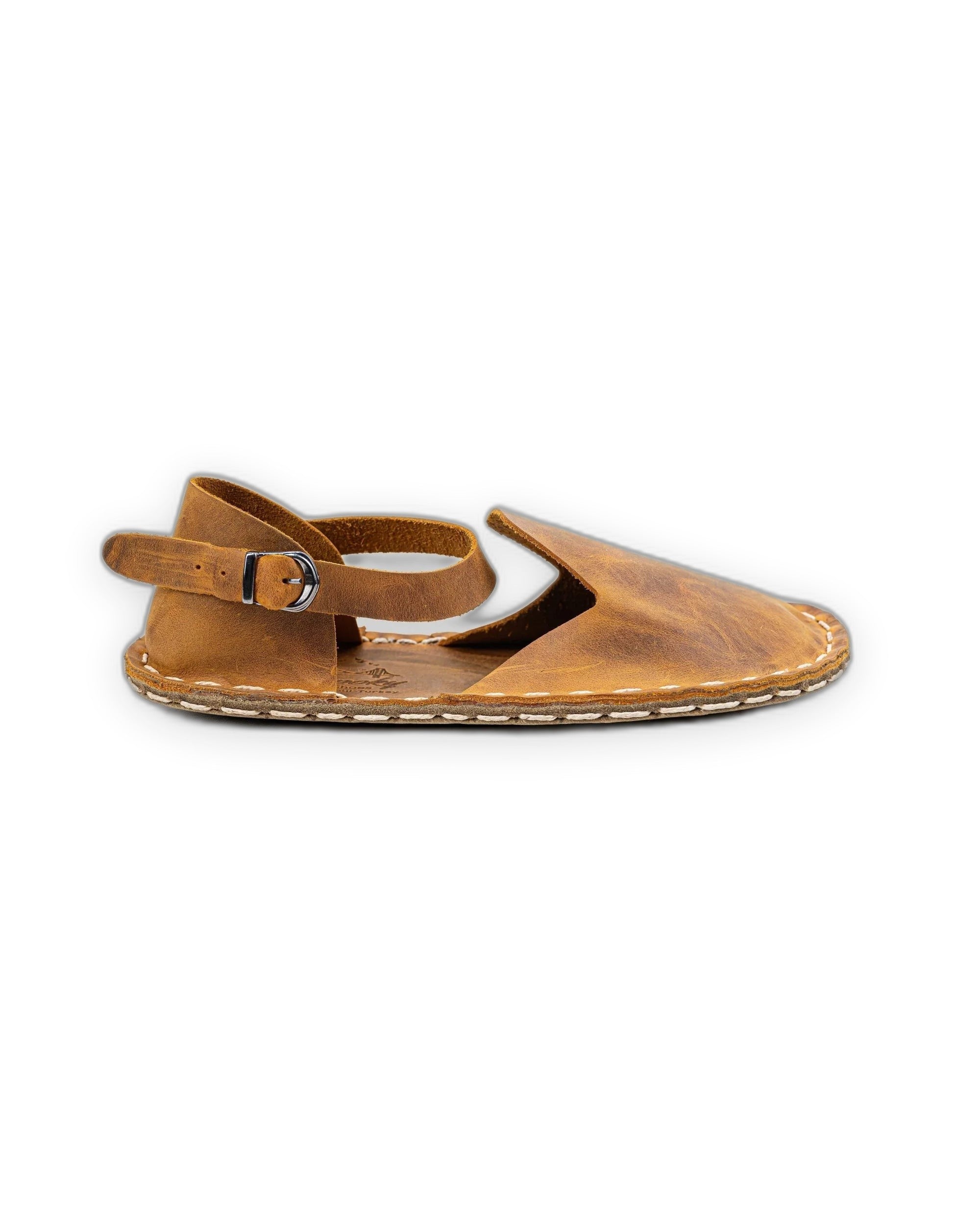 Side view Tan Barefoot Sandal - Calf Leather Zero Drop | Bespoky
