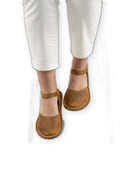 Detail Tan Barefoot Sandal - Handcrafted Calf Leather Turkey | Bespoky