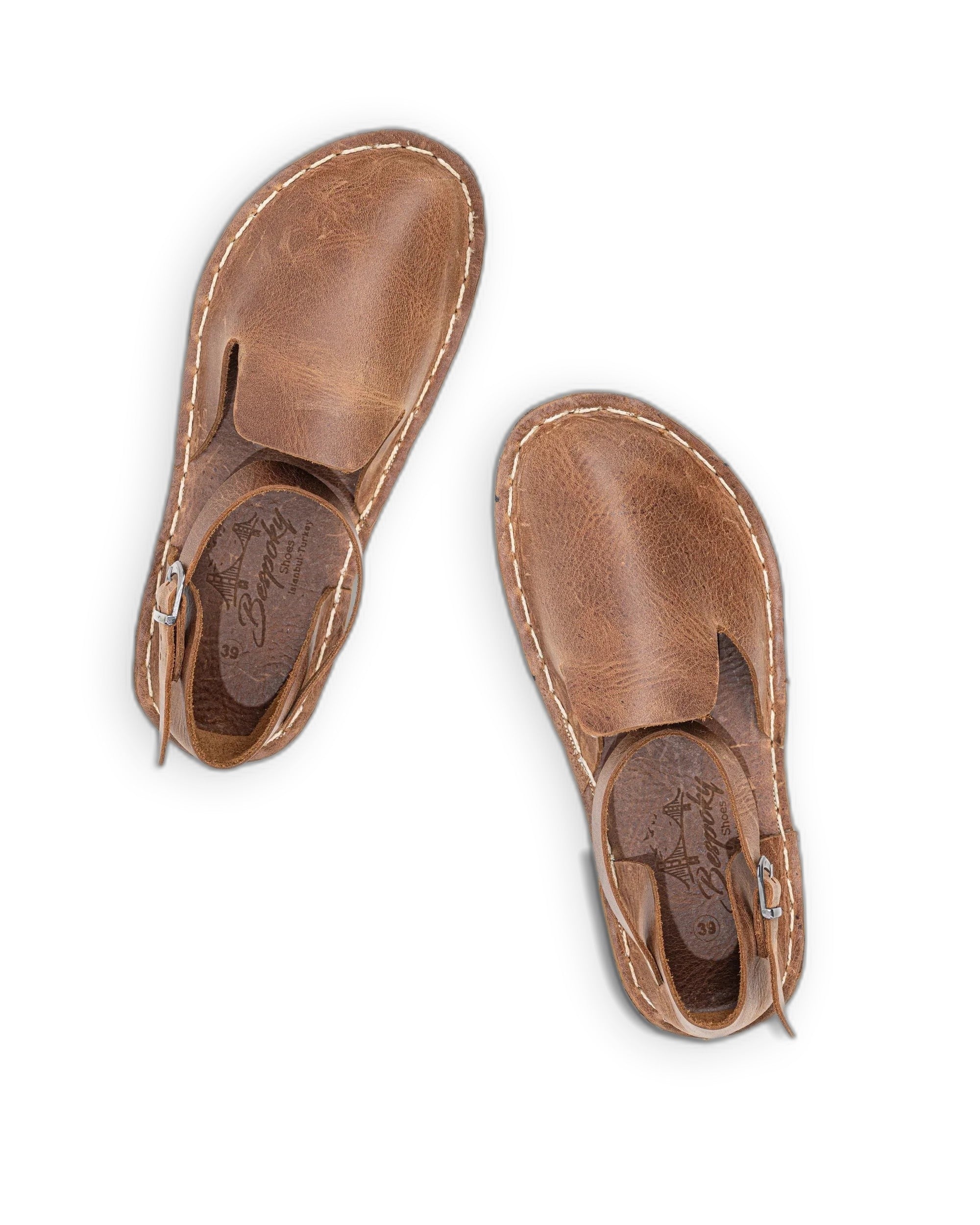 Women's Tan Barefoot Sandal - Handcrafted Calf Leather Wide Toe Box | Bespoky
