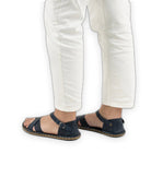 Pair Navy Blue Barefoot Sandal - Barefoot Wide Toe Calf Leather | Bespoky