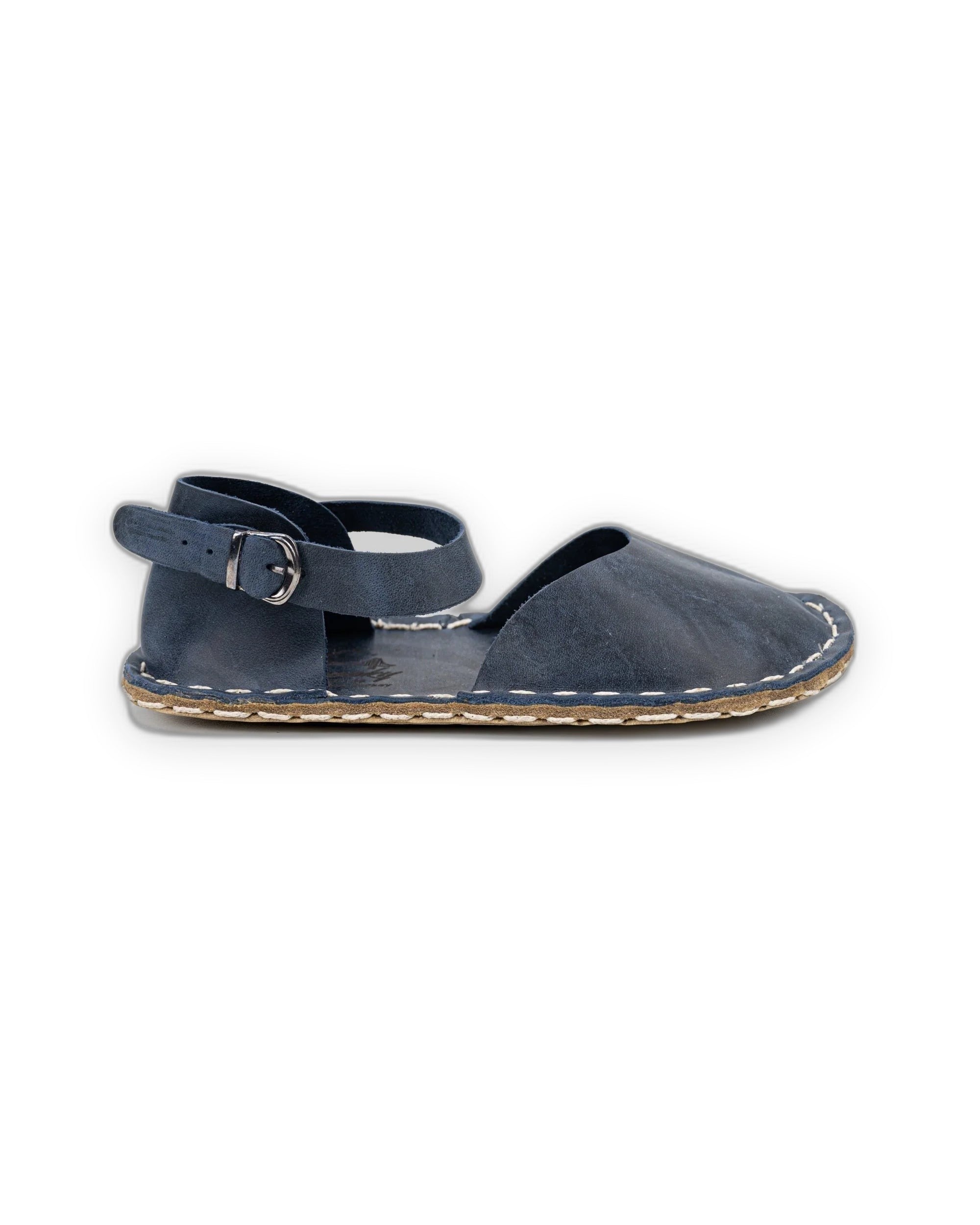 Side view Navy Blue Barefoot Sandal - Calf Leather Zero Drop | Bespoky