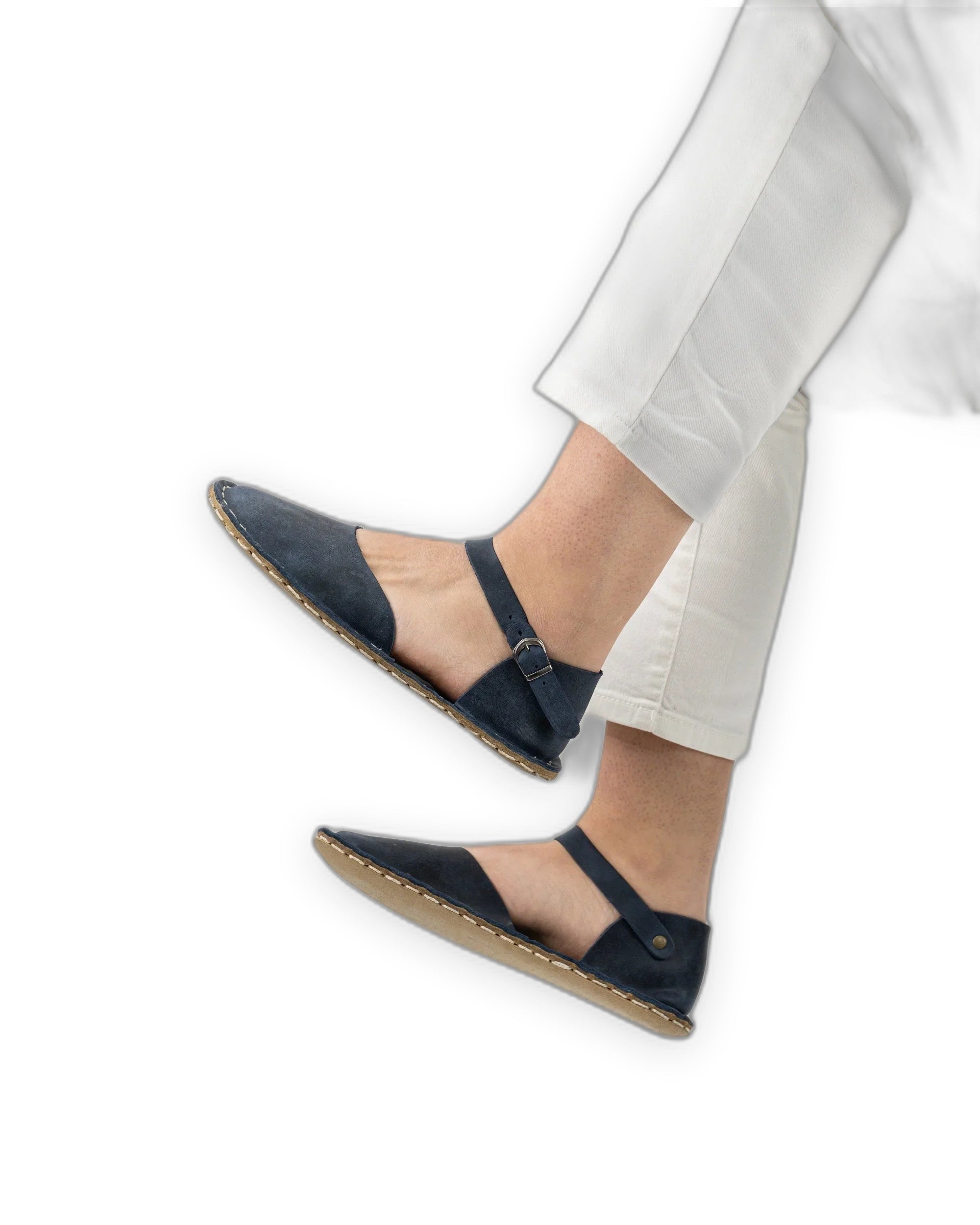 Top view Navy Blue Barefoot Sandal - Handcrafted Calf Leather | Bespoky