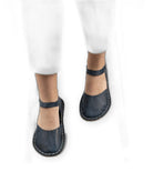 Detail Navy Blue Barefoot Sandal - Handcrafted Calf Leather Turkey | Bespoky