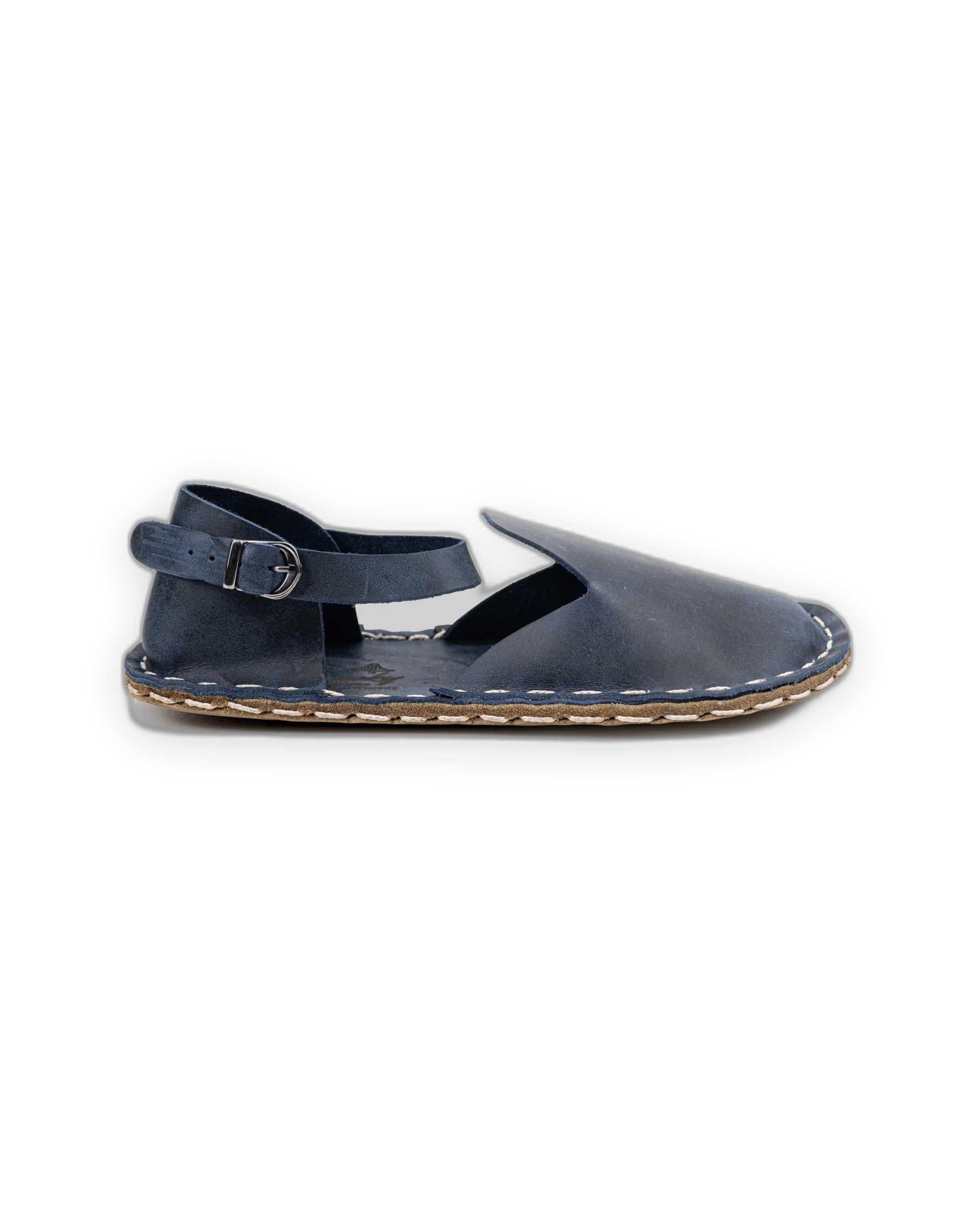 Side view Navy Blue Barefoot Sandal - Calf Leather Zero Drop | Bespoky
