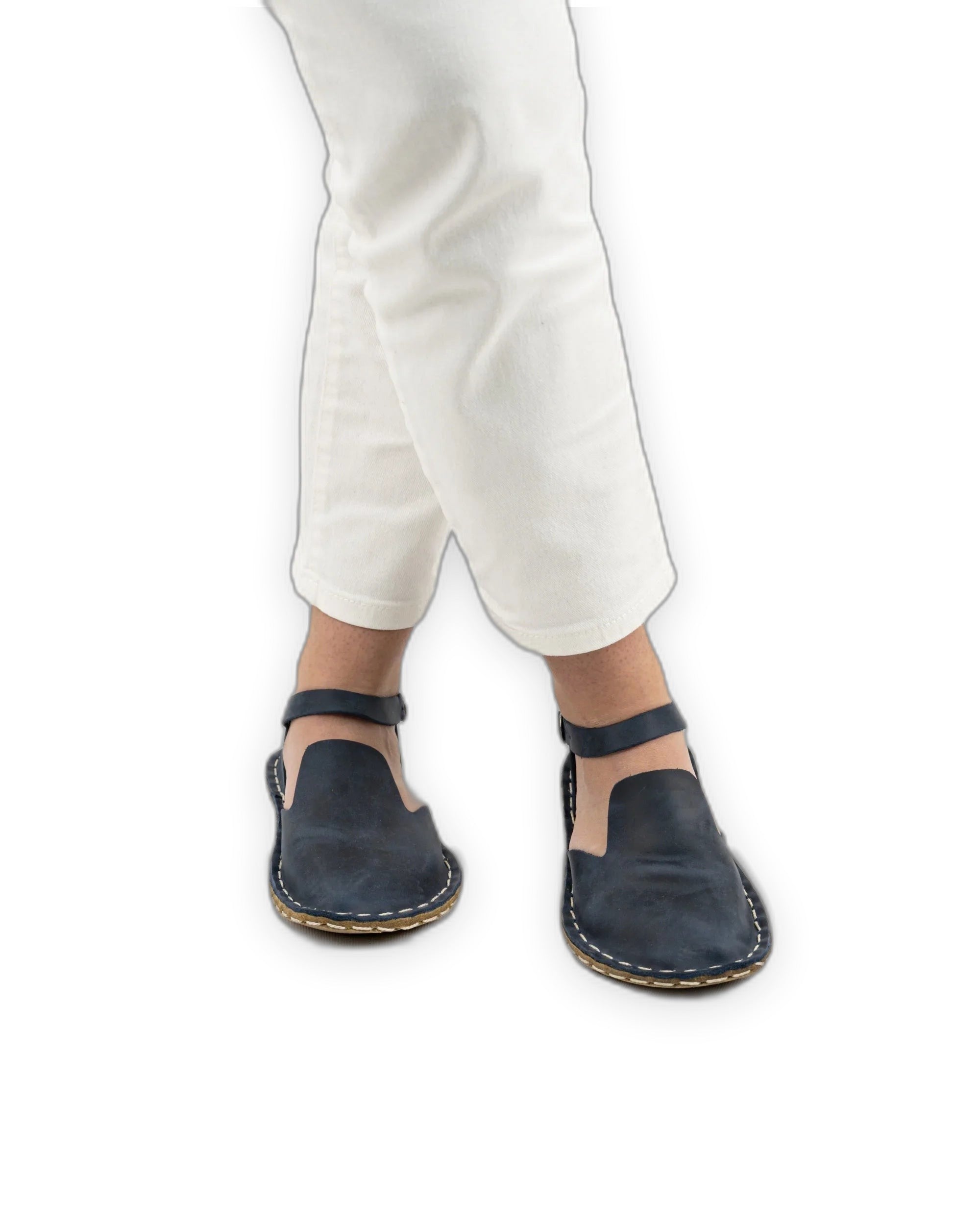 Detail Navy Blue Barefoot Sandal - Handcrafted Calf Leather Turkey | Bespoky