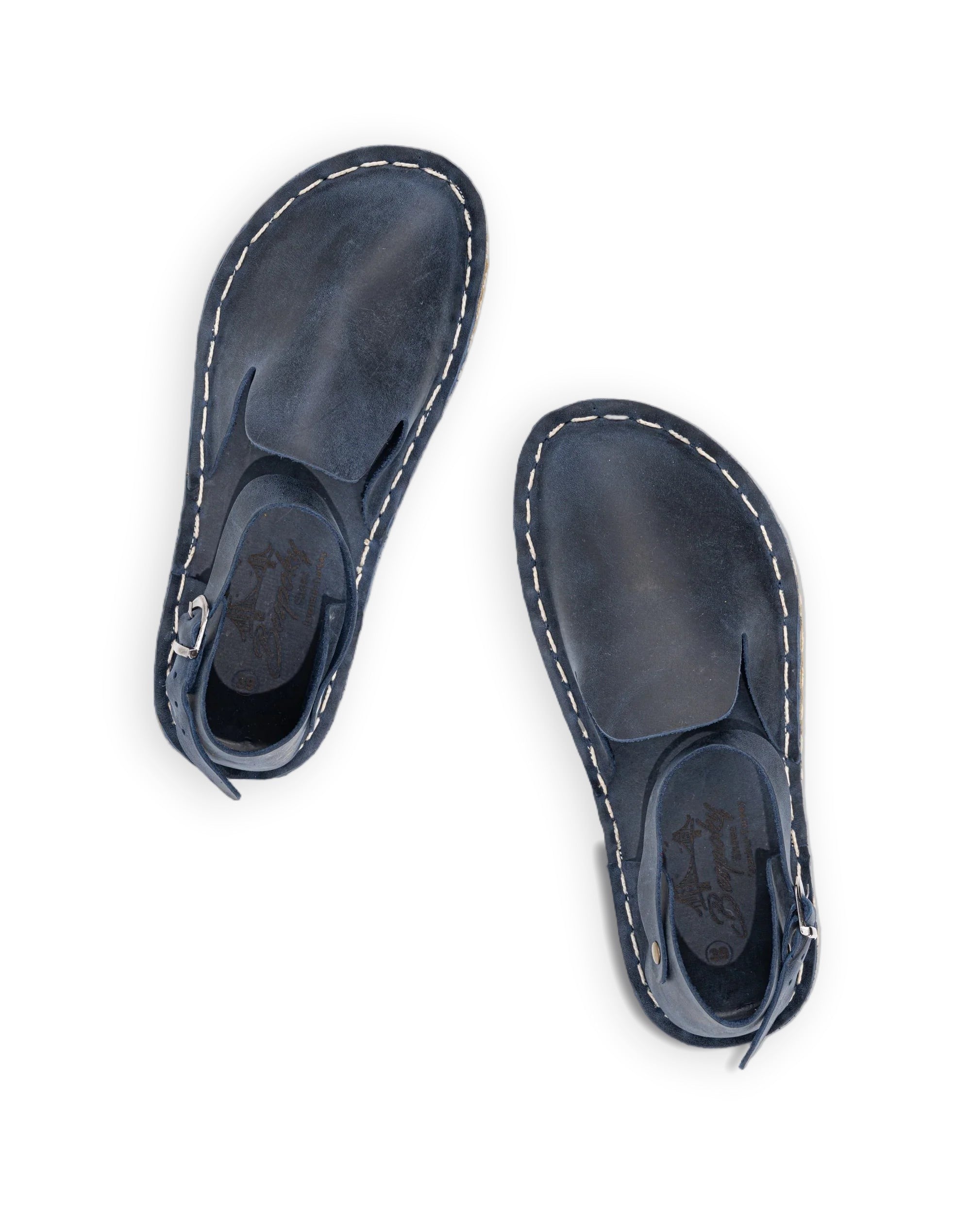 Women's Navy Blue Barefoot Sandal - Handcrafted Calf Leather Wide Toe Box | Bespoky