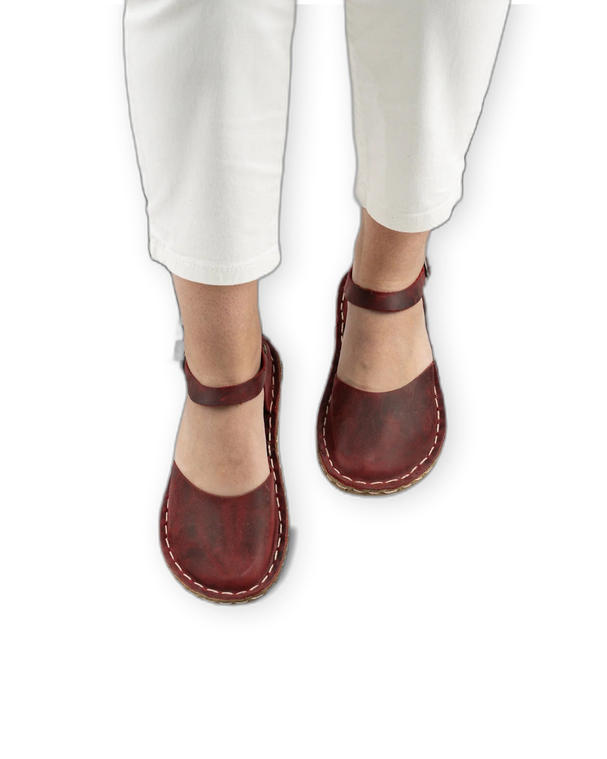 Detail Red Barefoot Sandal - Handcrafted Calf Leather Turkey | Bespoky