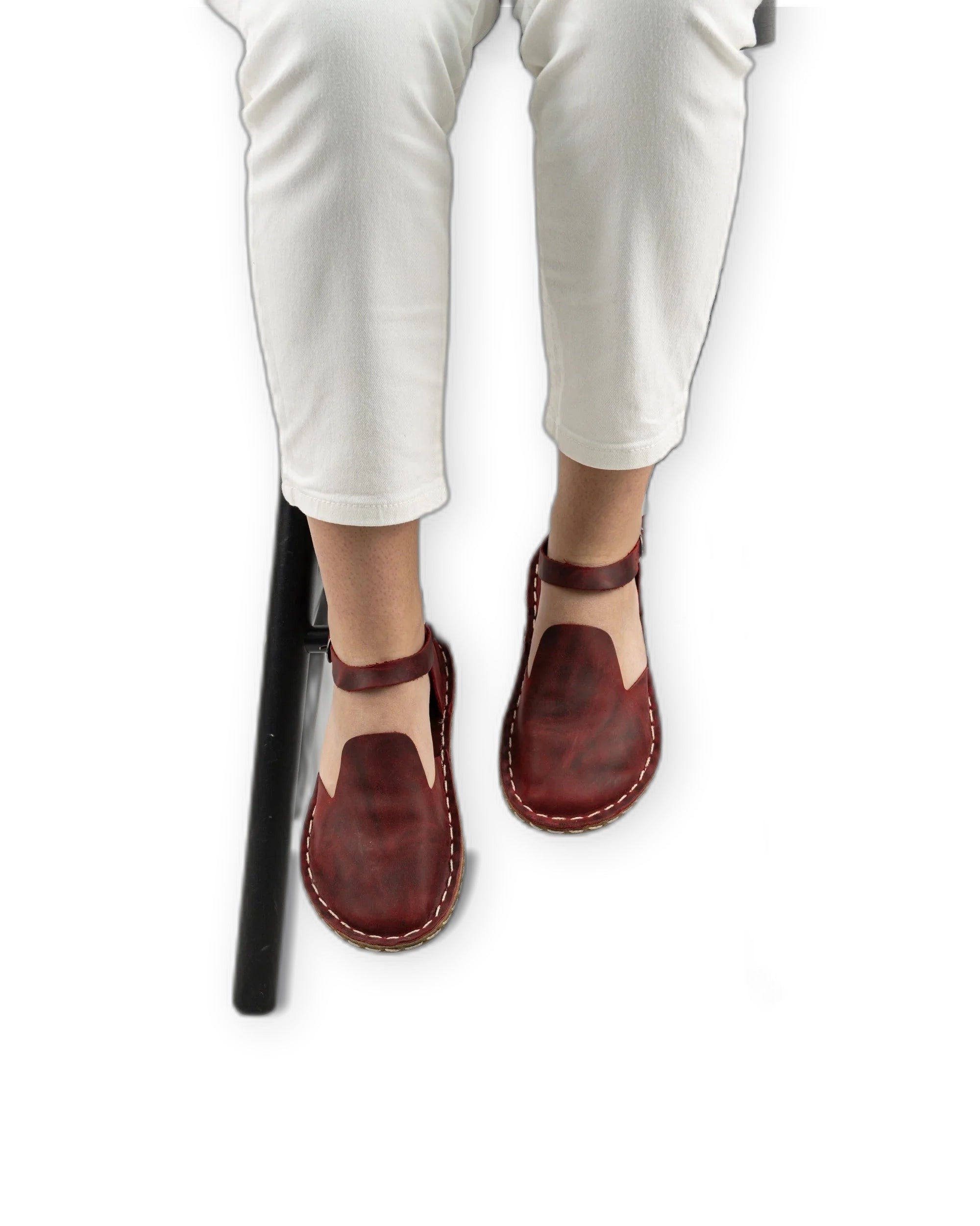Detail Red Barefoot Sandal - Handcrafted Calf Leather Turkey | Bespoky