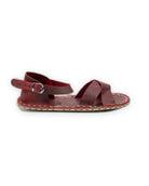 Side view Red Barefoot Sandal - Calf Leather Zero Drop | Bespoky
