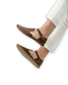 Top view Tan Barefoot Sandal - Handcrafted Calf Leather | Bespoky