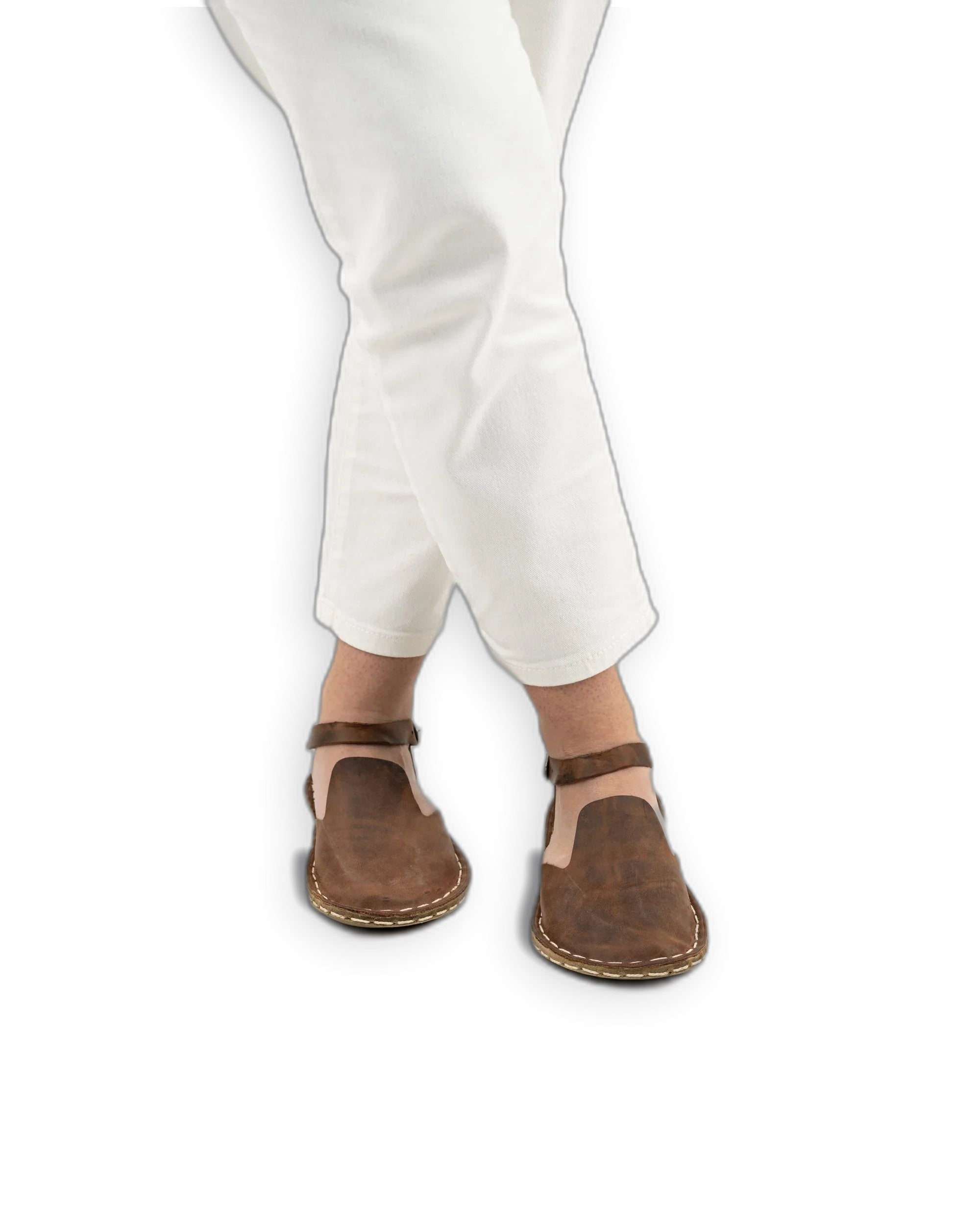 Detail Tan Barefoot Sandal - Handcrafted Calf Leather Turkey | Bespoky