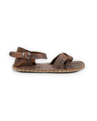 Side view Tan Barefoot Sandal - Calf Leather Zero Drop | Bespoky