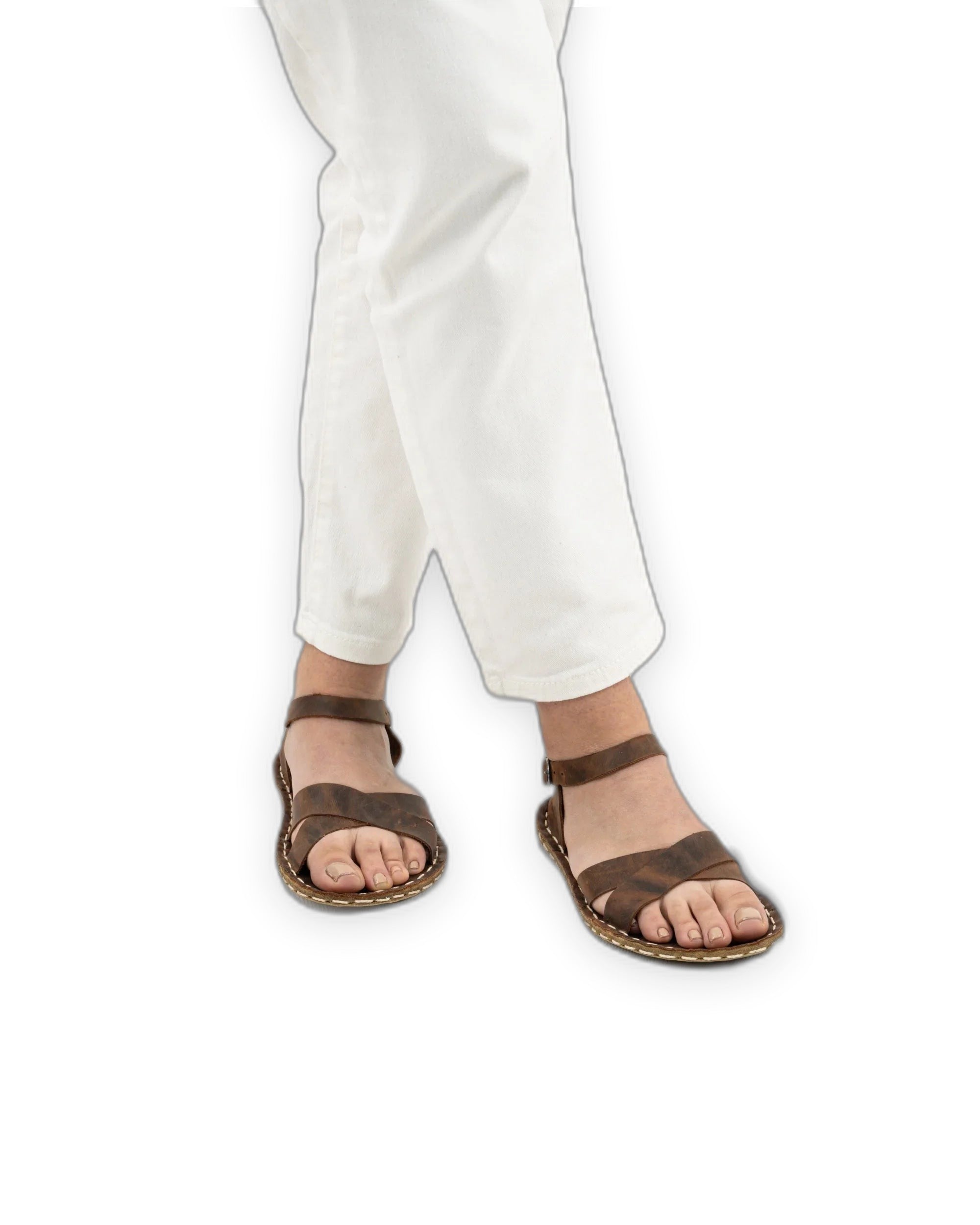 Pair Tan Barefoot Sandal - Barefoot Wide Toe Calf Leather | Bespoky