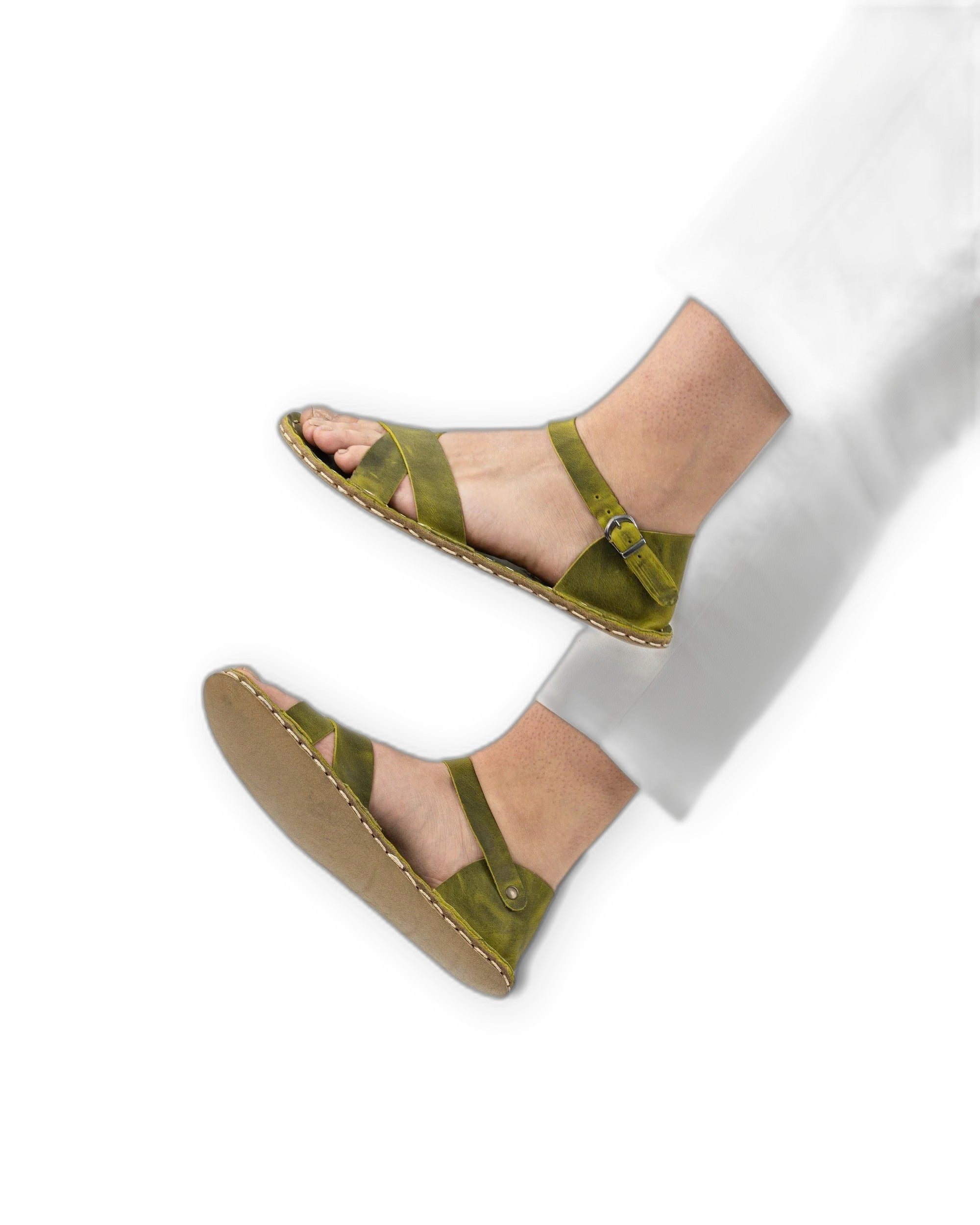 Top view Yellow Barefoot Sandal - Handcrafted Calf Leather | Bespoky